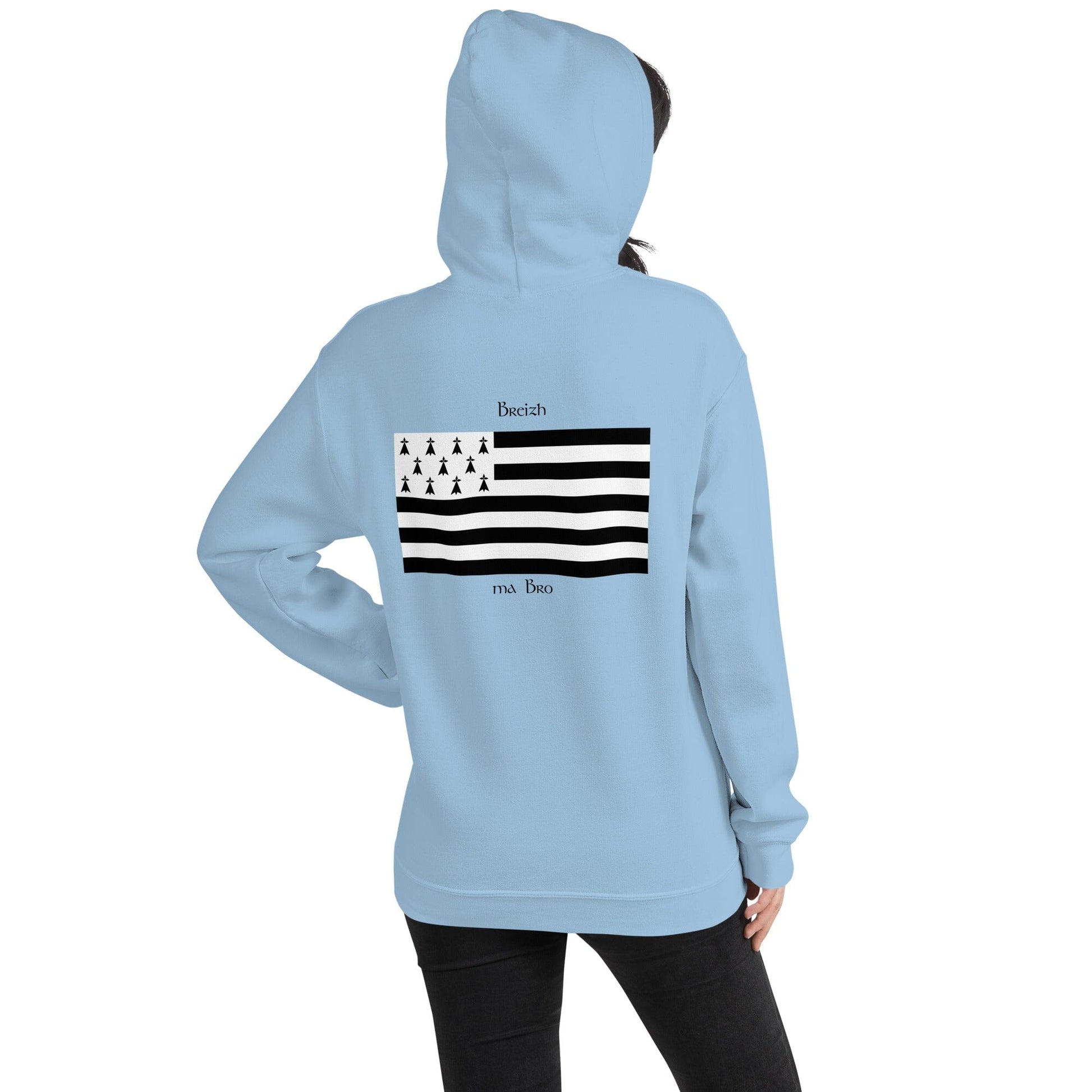 Sweatshirt unisexe à capuche Gwenn ha du Breizh ma bro sweatshirt Bevet Breizh Bleu Clair S 