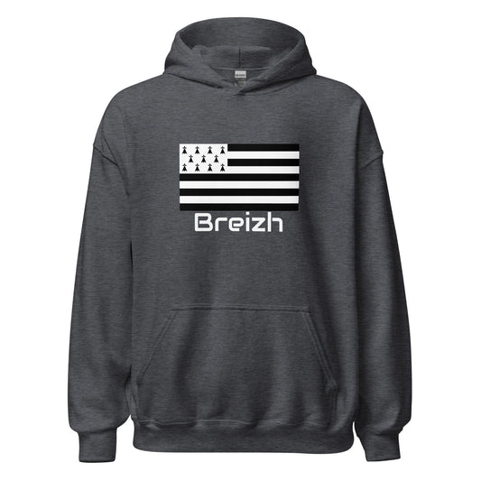 Sweatshirt unisexe à capuche Gwenn Ha Du Breizh sweat-shirt Bevet Breizh Gris Foncé Chiné S 