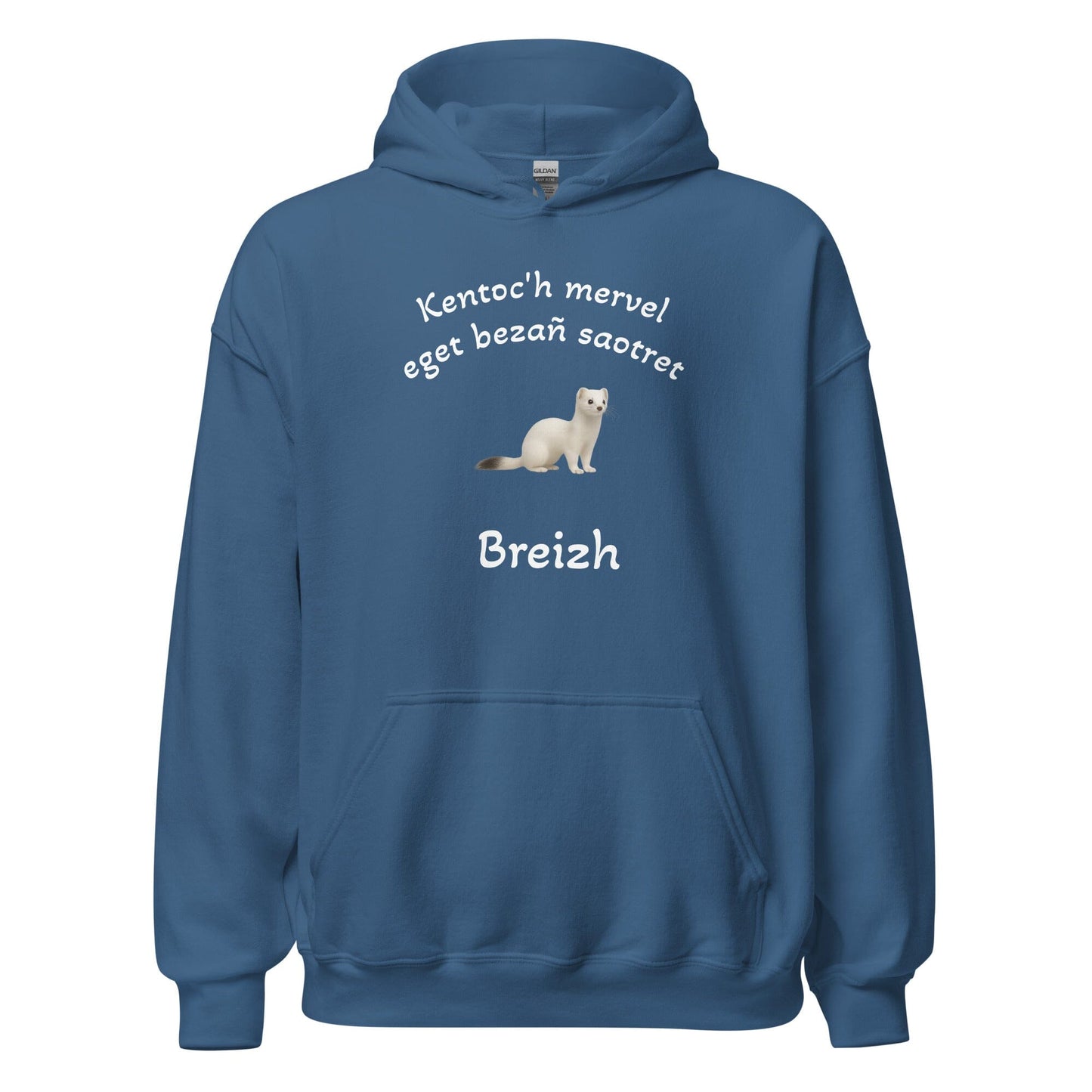 Sweatshirt unisexe à capuche Kentoc'h mervel eget bezañ saotret sweat-shirt Bevet Breizh Bleu Indigo S 