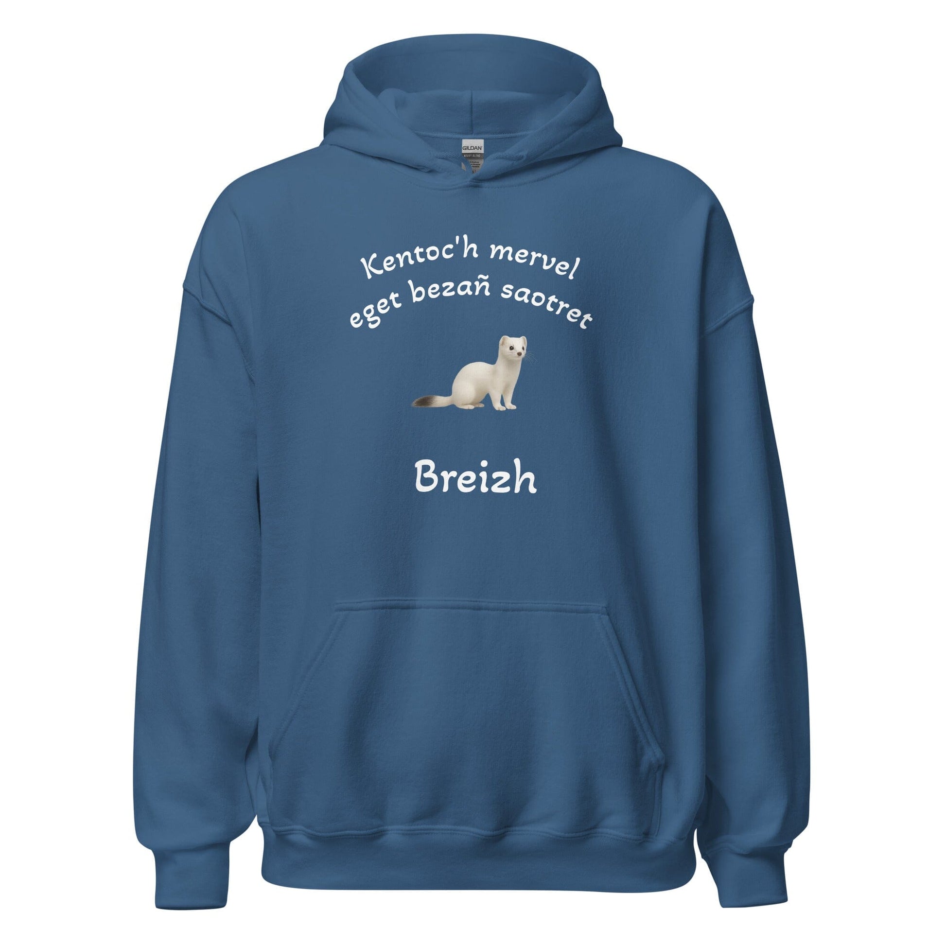 Sweatshirt unisexe à capuche Kentoc'h mervel eget bezañ saotret sweat-shirt Bevet Breizh Bleu Indigo S 