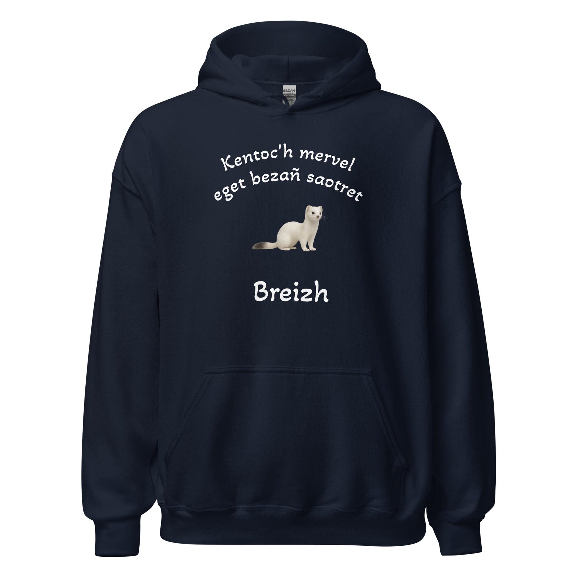 Sweatshirt unisexe à capuche Kentoc'h mervel eget bezañ saotret sweat-shirt Bevet Breizh Bleu Marine 4XL 
