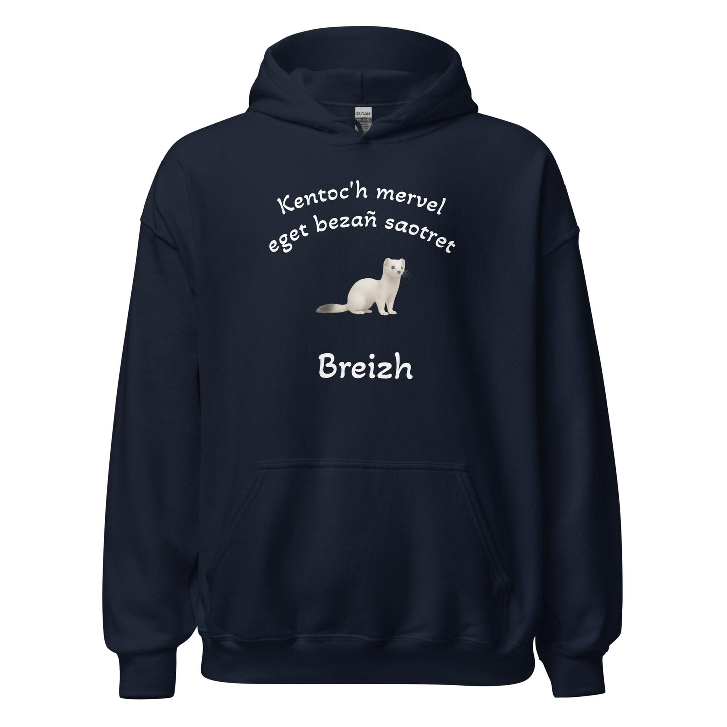 Sweatshirt unisexe à capuche Kentoc'h mervel eget bezañ saotret sweat-shirt Bevet Breizh Bleu Marine S 