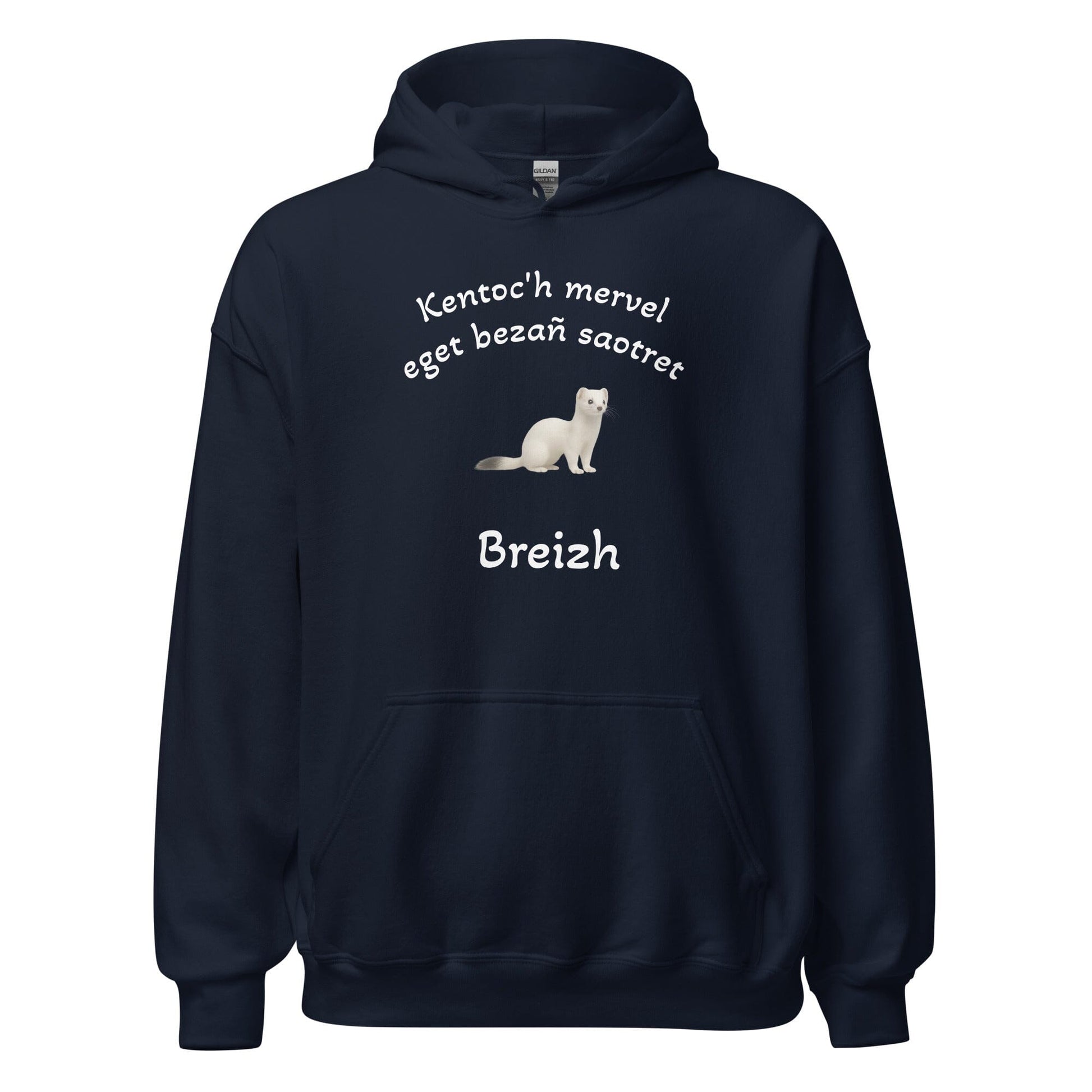 Sweatshirt unisexe à capuche Kentoc'h mervel eget bezañ saotret sweat-shirt Bevet Breizh Bleu Marine S 