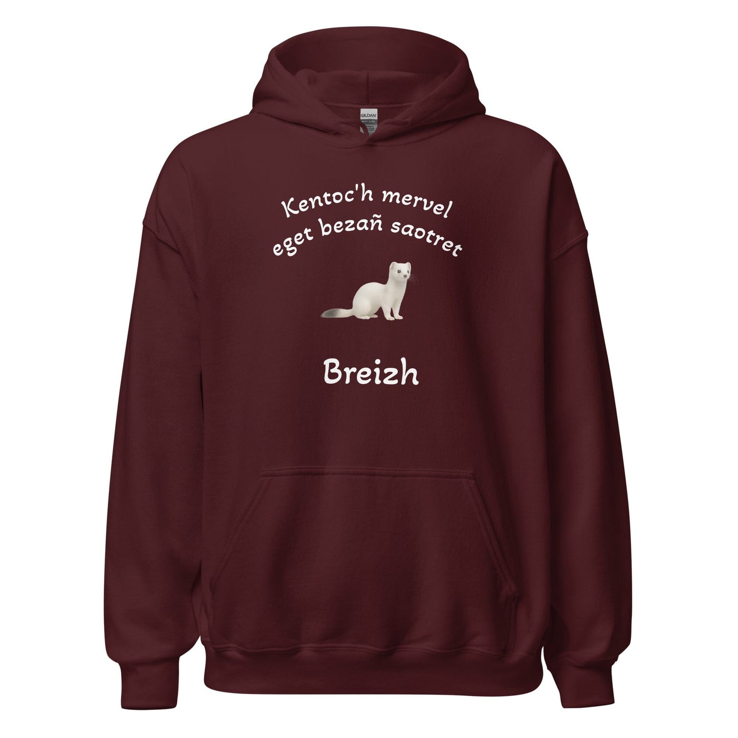 Sweatshirt unisexe à capuche Kentoc'h mervel eget bezañ saotret sweat-shirt Bevet Breizh Bordeaux S 