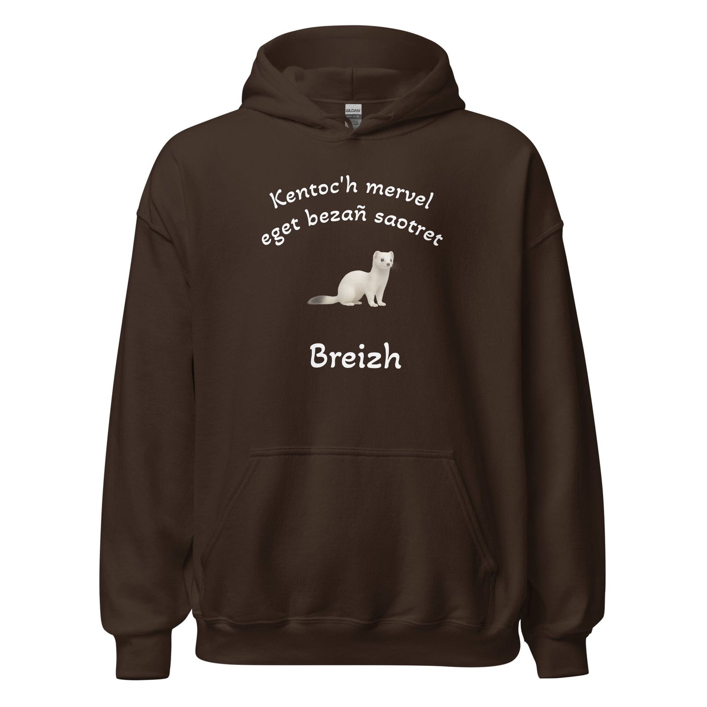 Sweatshirt unisexe à capuche Kentoc'h mervel eget bezañ saotret sweat-shirt Bevet Breizh Chocolat Noir S 