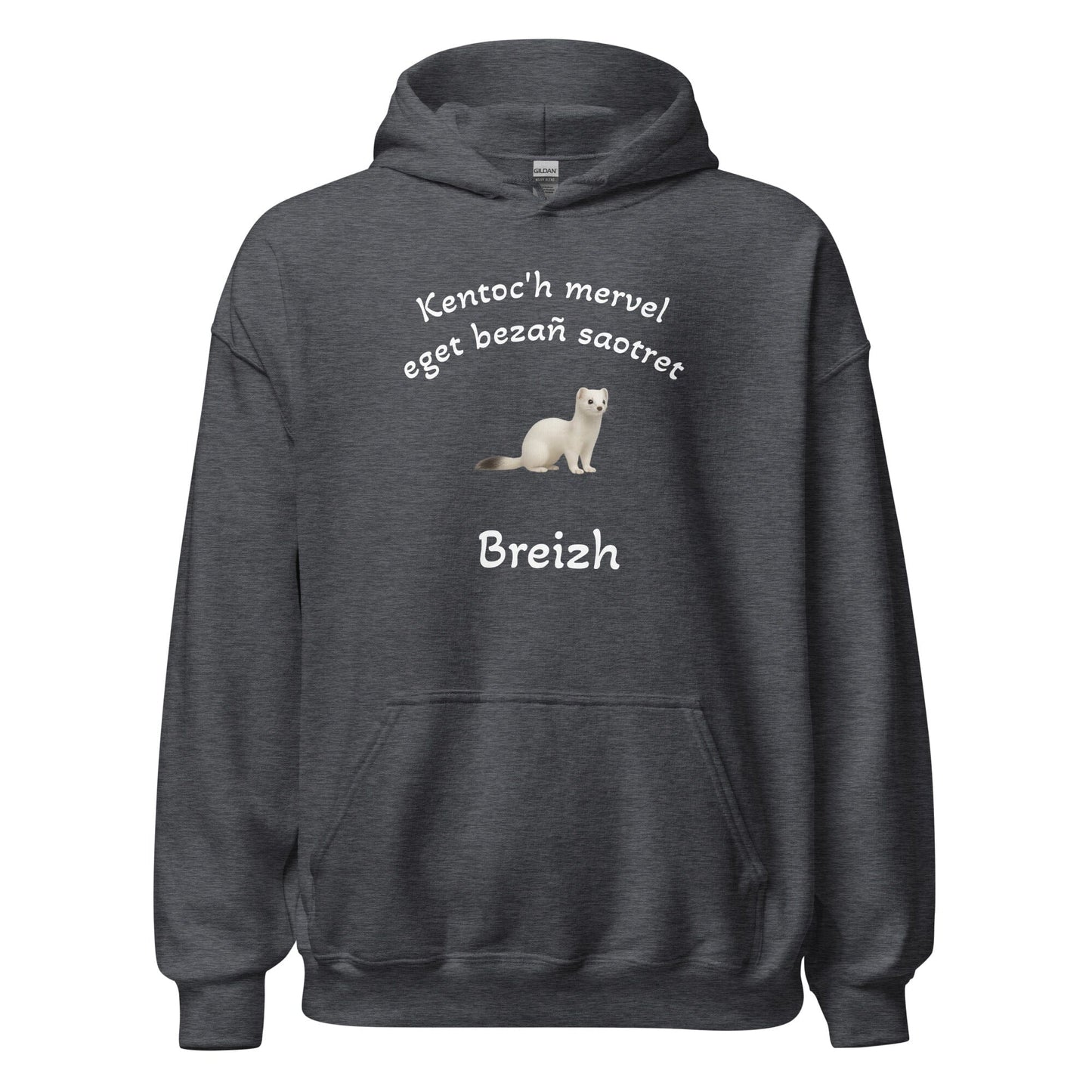 Sweatshirt unisexe à capuche Kentoc'h mervel eget bezañ saotret sweat-shirt Bevet Breizh Gris Foncé Chiné S 