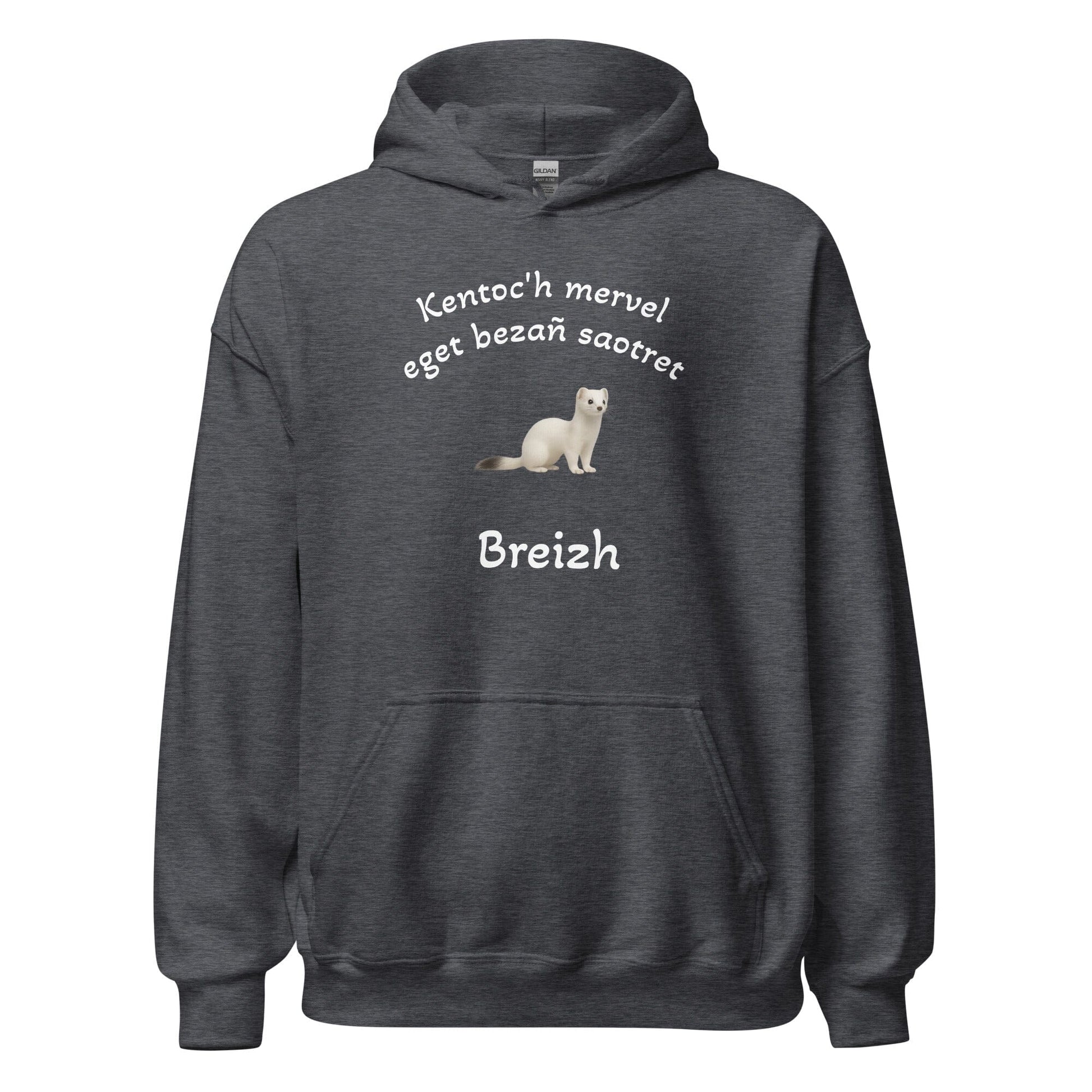 Sweatshirt unisexe à capuche Kentoc'h mervel eget bezañ saotret sweat-shirt Bevet Breizh Gris Foncé Chiné S 