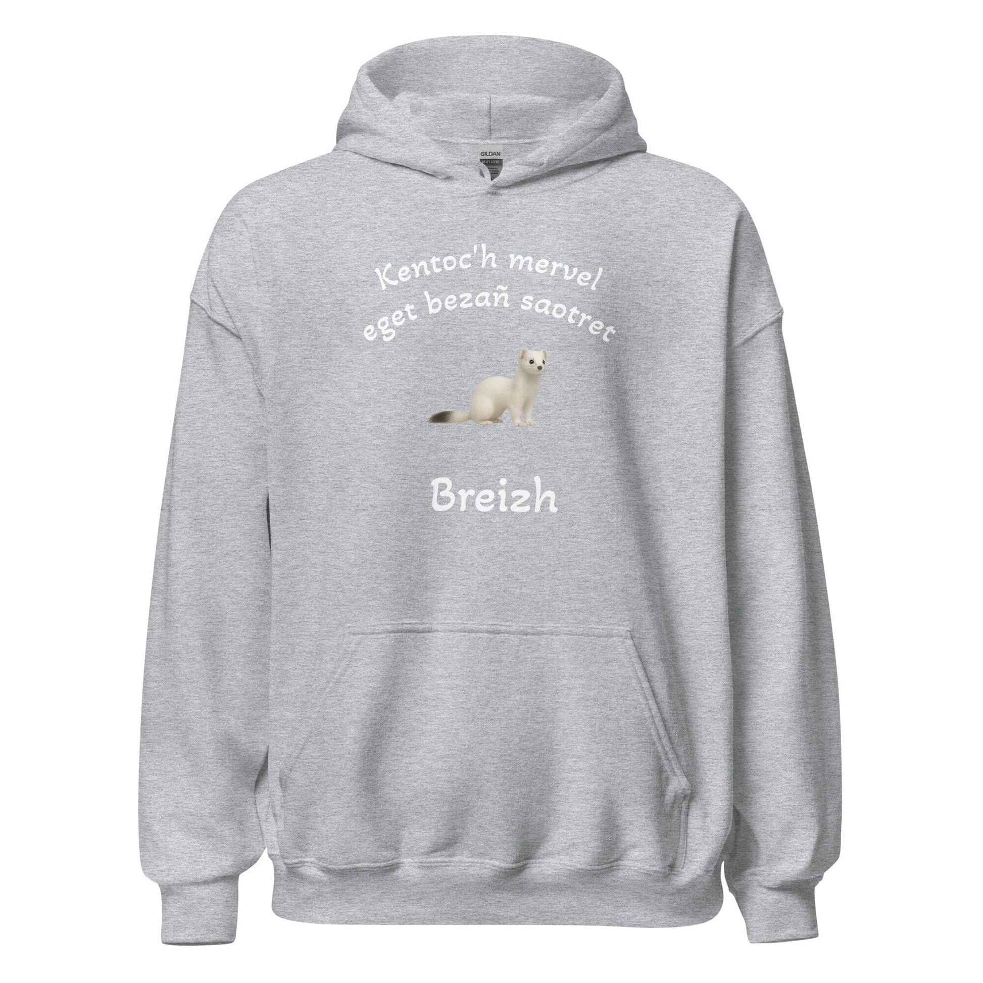 Sweatshirt unisexe à capuche Kentoc'h mervel eget bezañ saotret sweat-shirt Bevet Breizh Gris Sport S 