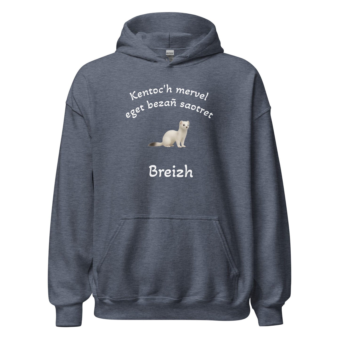 Sweatshirt unisexe à capuche Kentoc'h mervel eget bezañ saotret sweat-shirt Bevet Breizh Heather Sport Dark Navy S 