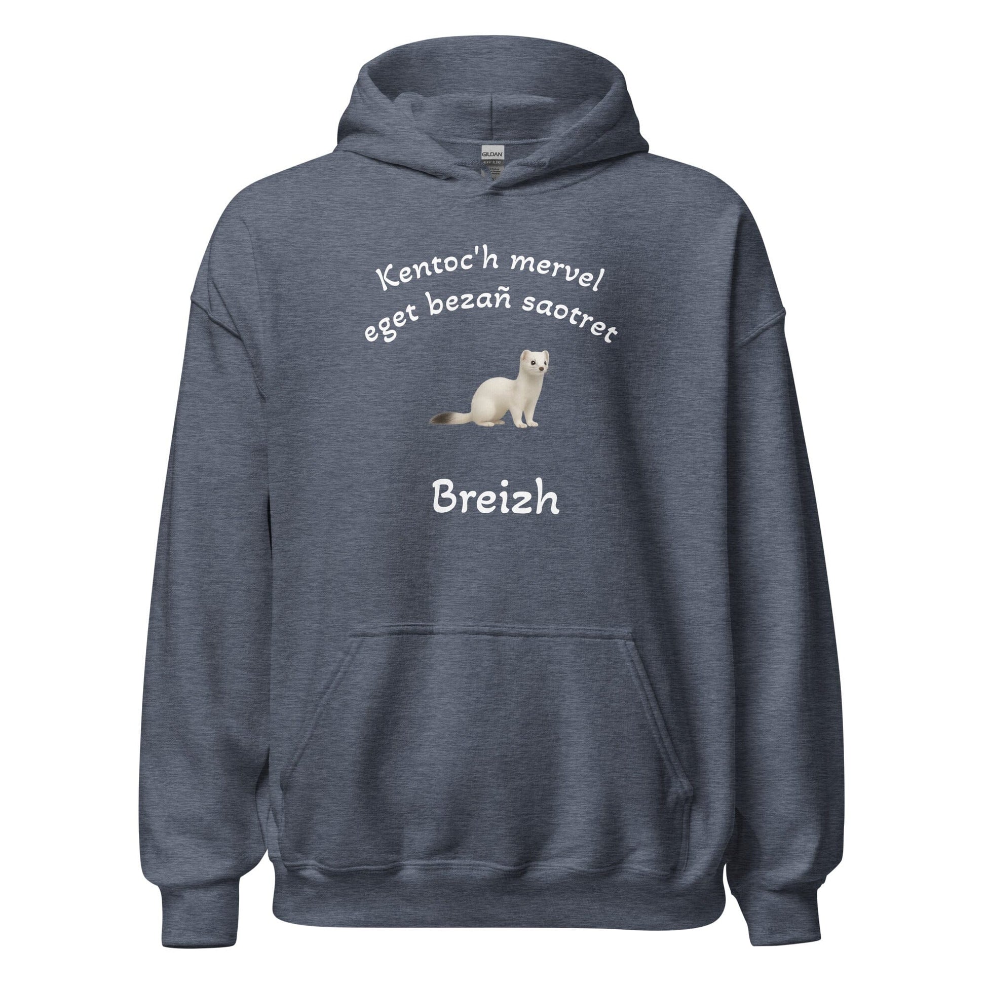 Sweatshirt unisexe à capuche Kentoc'h mervel eget bezañ saotret sweat-shirt Bevet Breizh Heather Sport Dark Navy S 