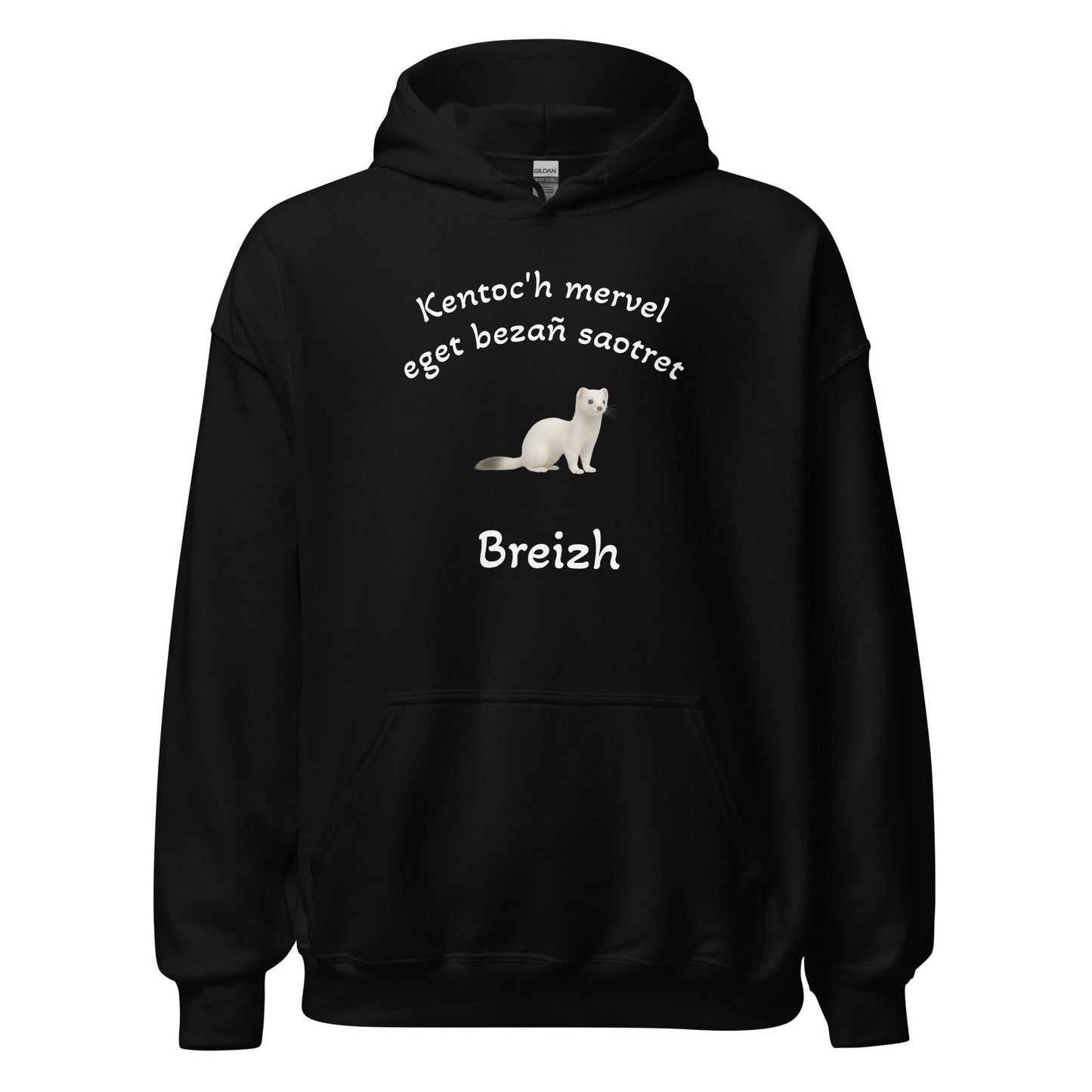Sweatshirt unisexe à capuche Kentoc'h mervel eget bezañ saotret sweat-shirt Bevet Breizh Noir S 