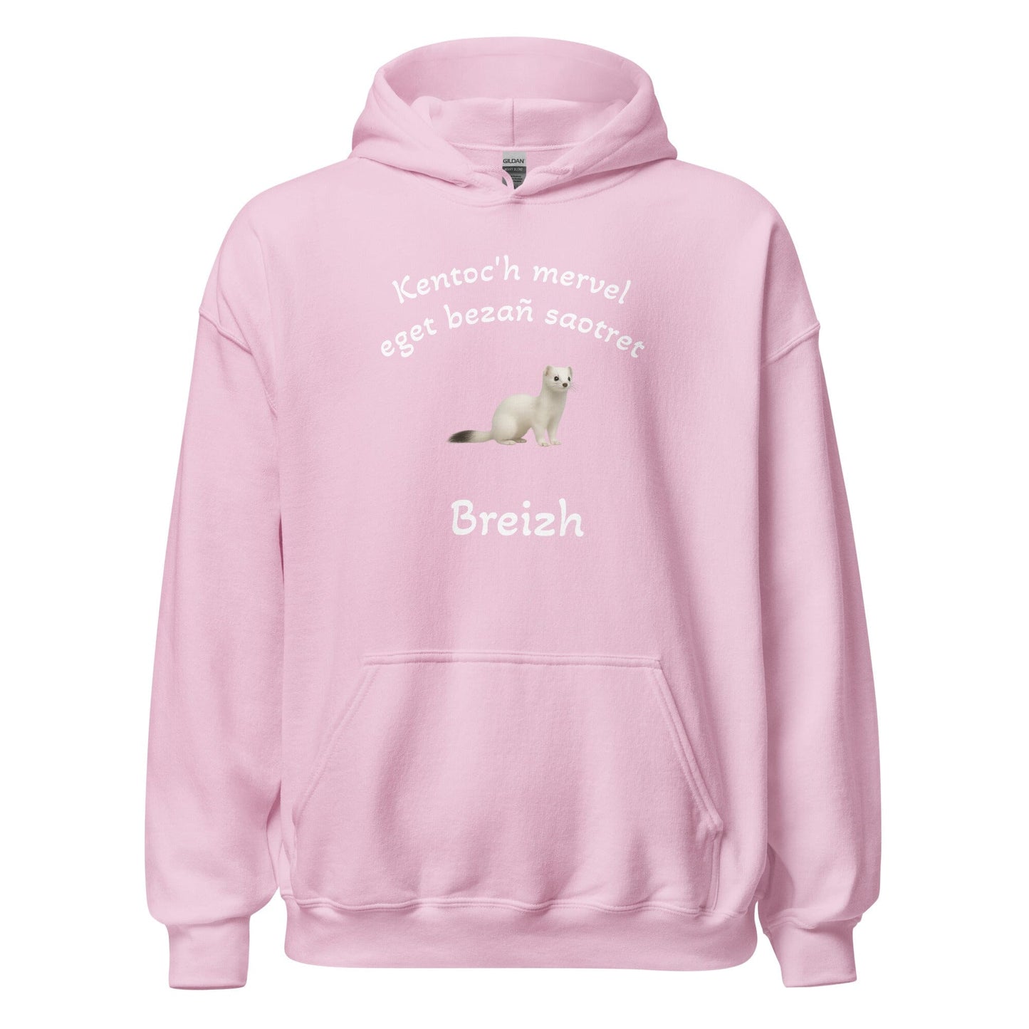 Sweatshirt unisexe à capuche Kentoc'h mervel eget bezañ saotret sweat-shirt Bevet Breizh Rose Clair S 