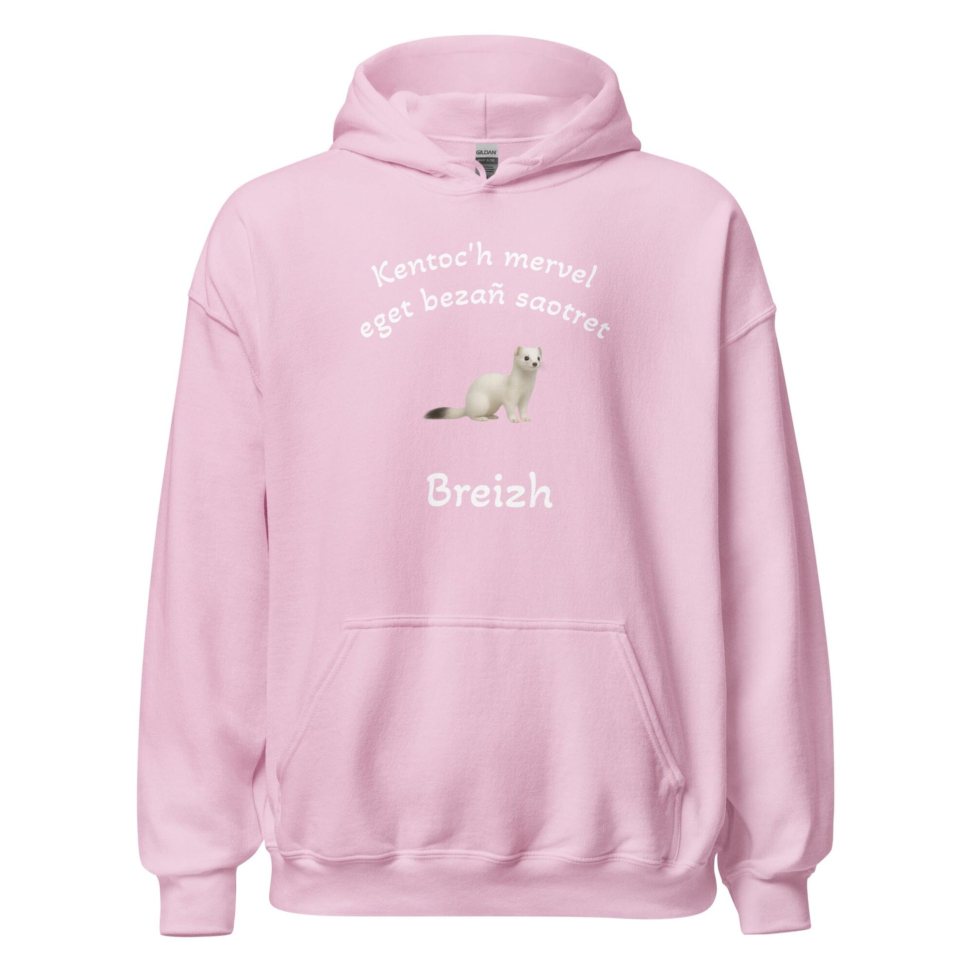 Sweatshirt unisexe à capuche Kentoc'h mervel eget bezañ saotret sweat-shirt Bevet Breizh Rose Clair S 