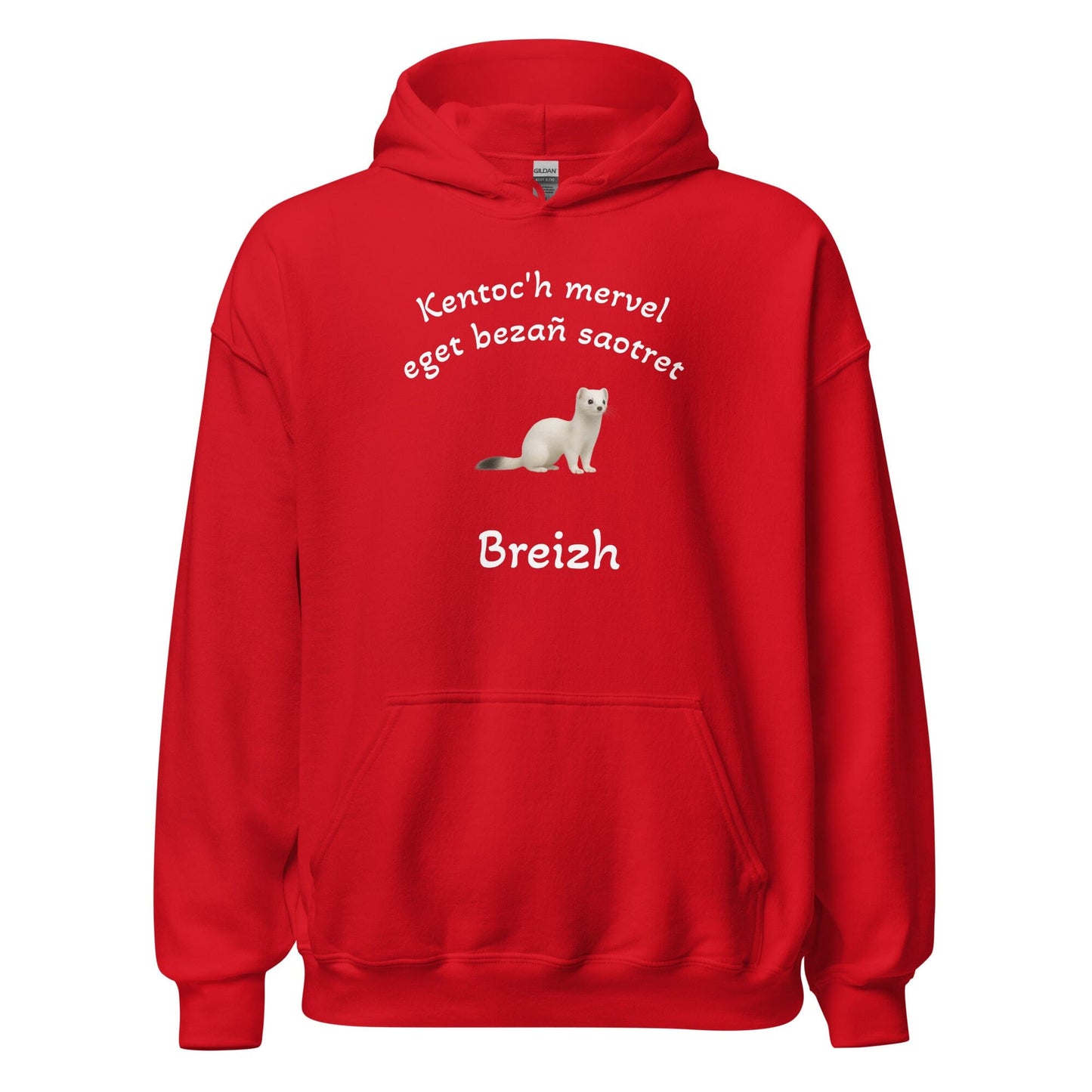 Sweatshirt unisexe à capuche Kentoc'h mervel eget bezañ saotret sweat-shirt Bevet Breizh Rouge S 