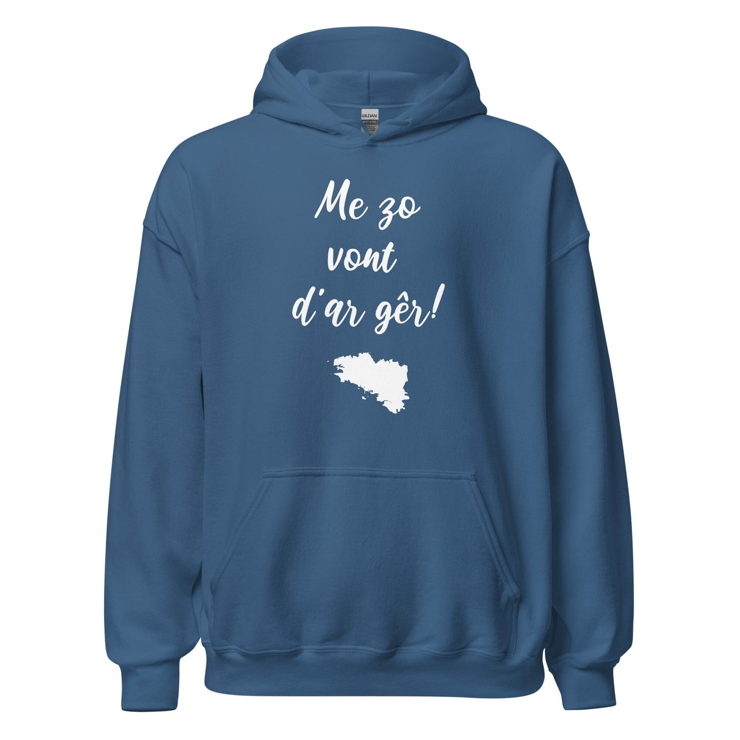 Sweatshirt unisexe à capuche Me zo vont d'ar gêr sweatshirt Bevet Breizh Bleu Indigo S 