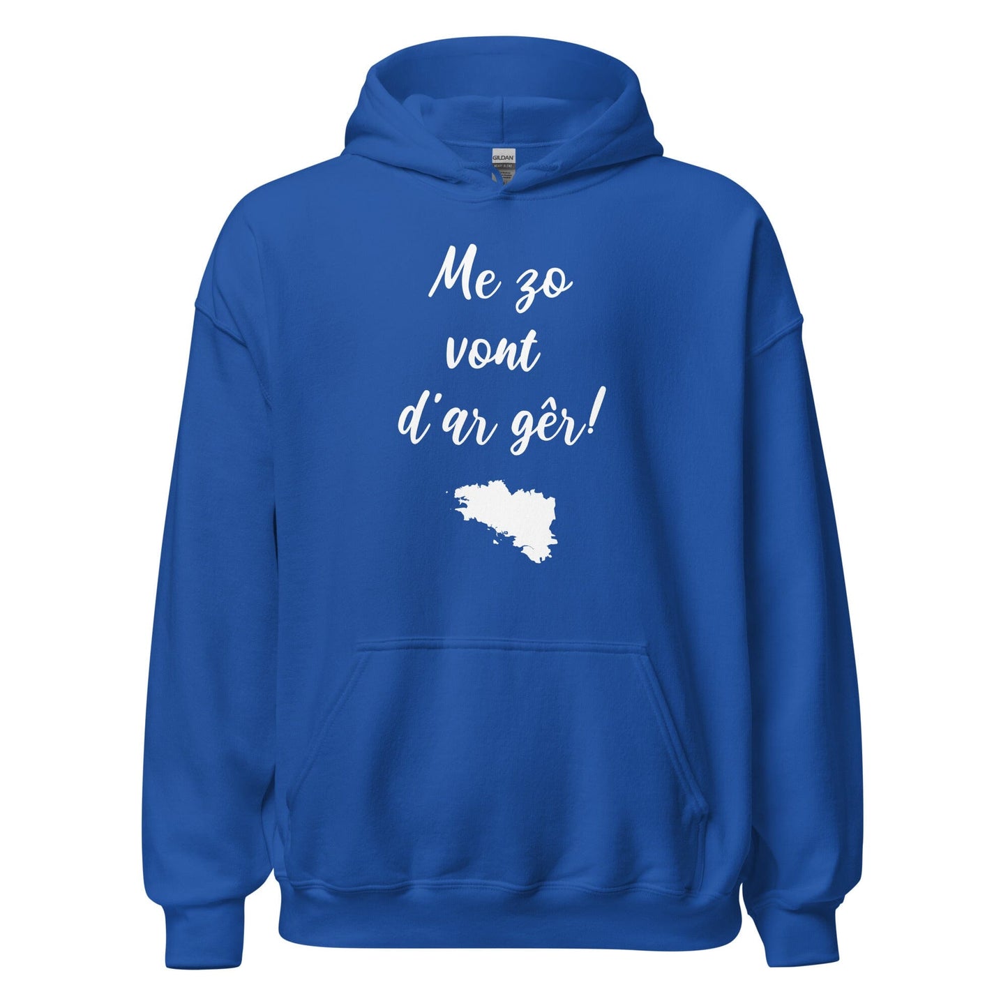 Sweatshirt unisexe à capuche Me zo vont d'ar gêr sweatshirt Bevet Breizh Bleu Roi S 