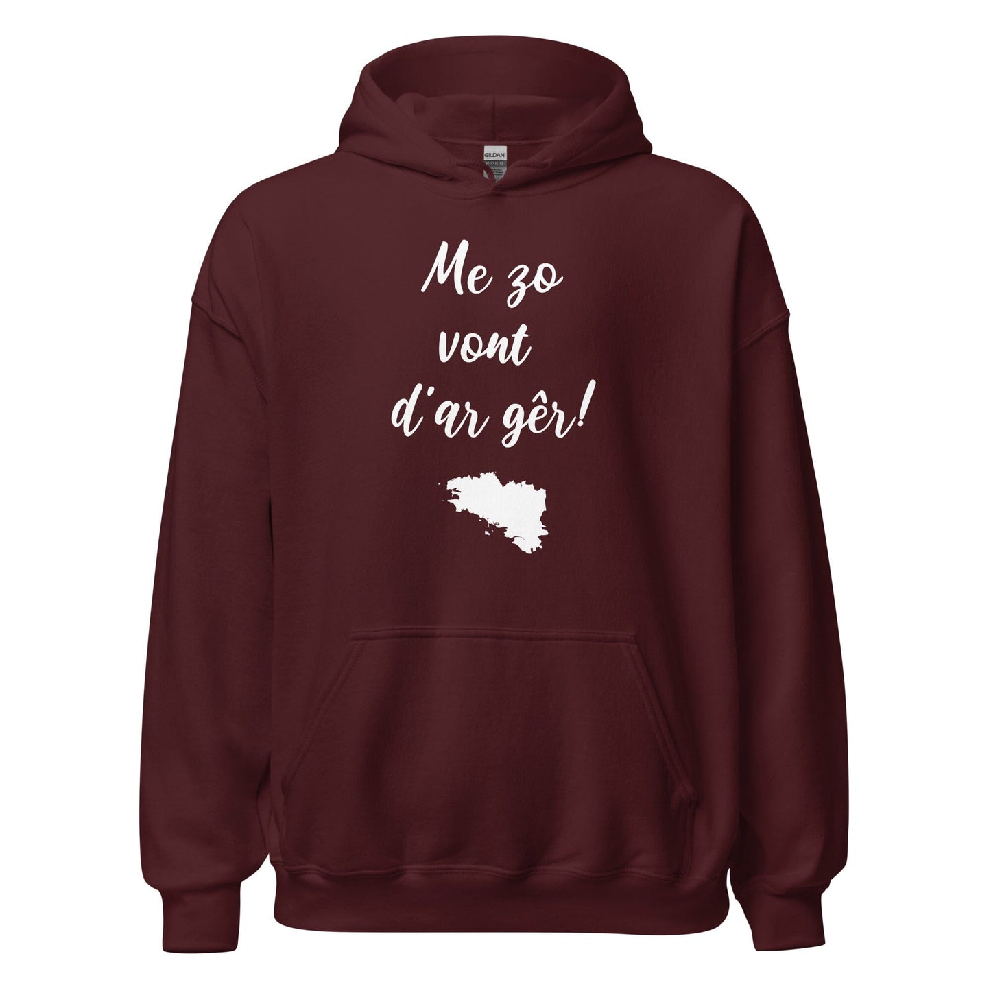 Sweatshirt unisexe à capuche Me zo vont d'ar gêr sweatshirt Bevet Breizh Bordeaux S 
