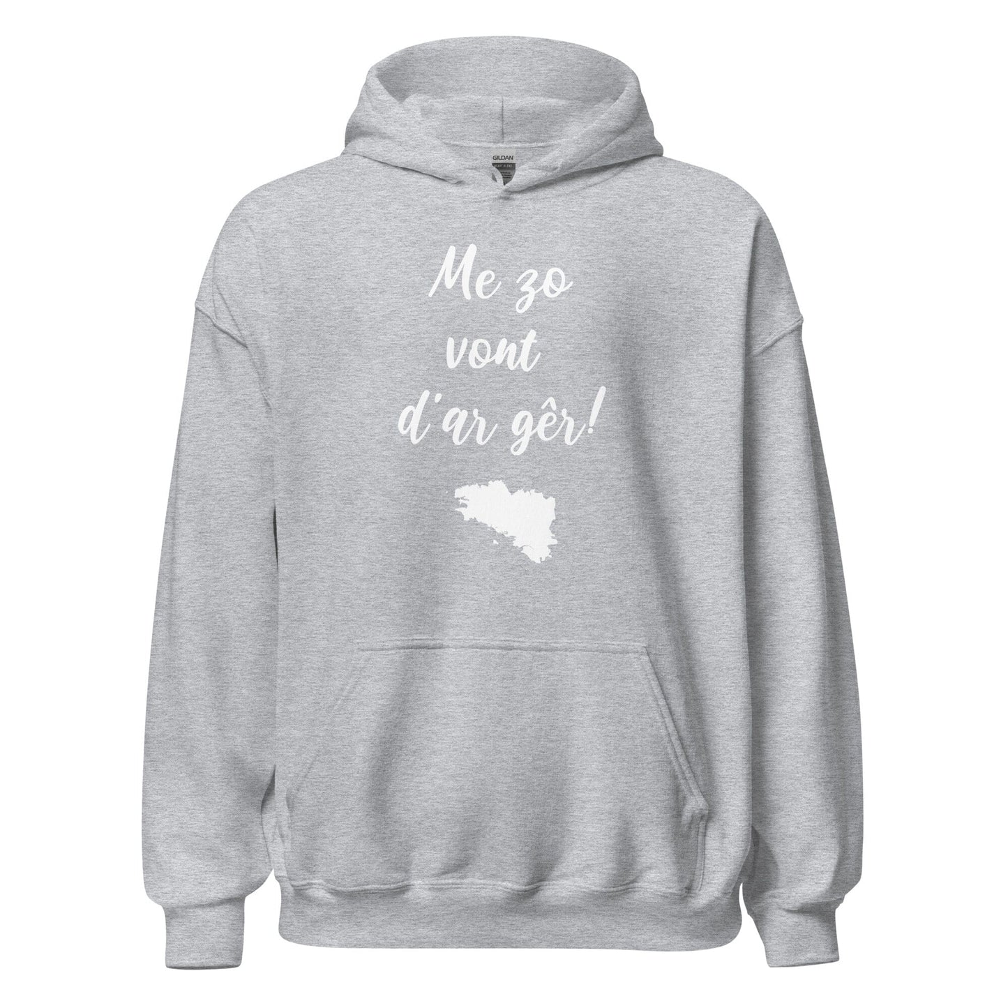 Sweatshirt unisexe à capuche Me zo vont d'ar gêr sweatshirt Bevet Breizh Gris Sport S 