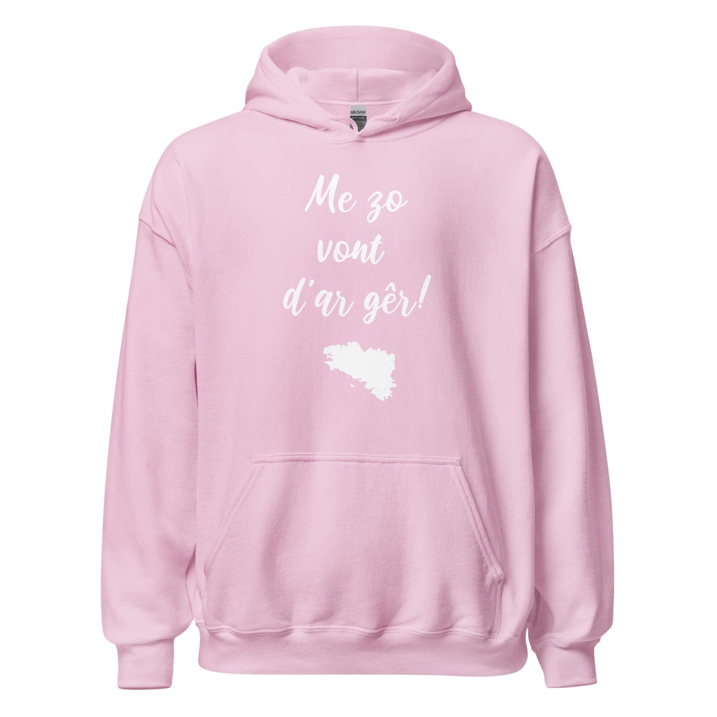 Sweatshirt unisexe à capuche Me zo vont d'ar gêr sweatshirt Bevet Breizh Rose Clair S 