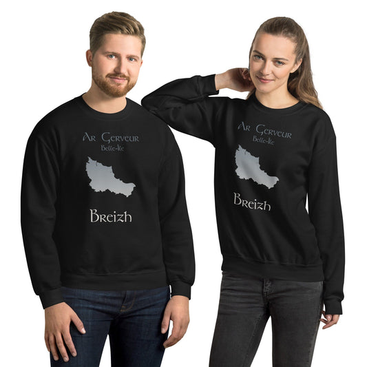 Sweatshirt Unisexe à Col Rond Ar Gerveur Belle-île Bevet Breizh Noir S 