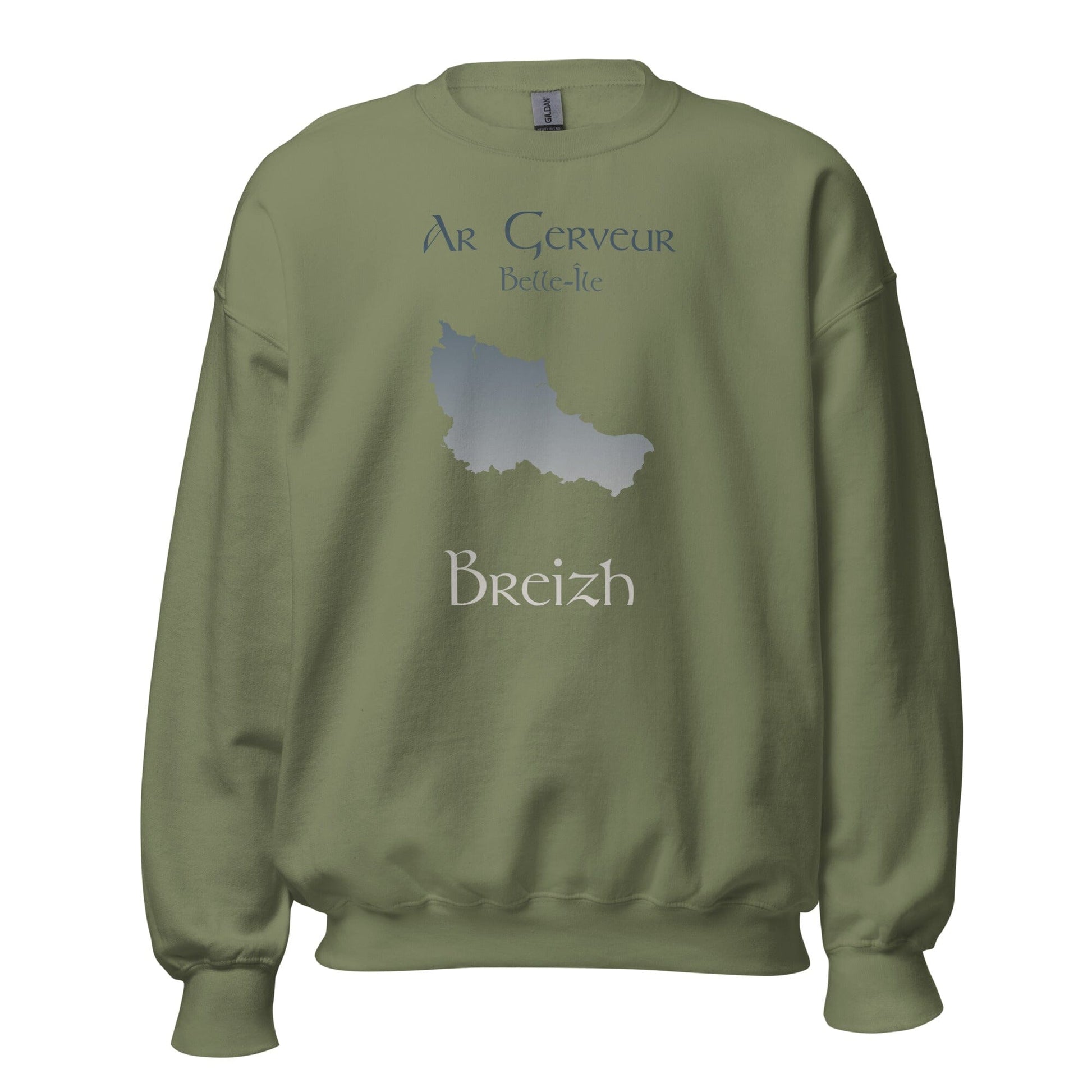 Sweatshirt Unisexe à Col Rond Ar Gerveur Belle-île sweat-shirt Bevet Breizh Vert Militaire S 
