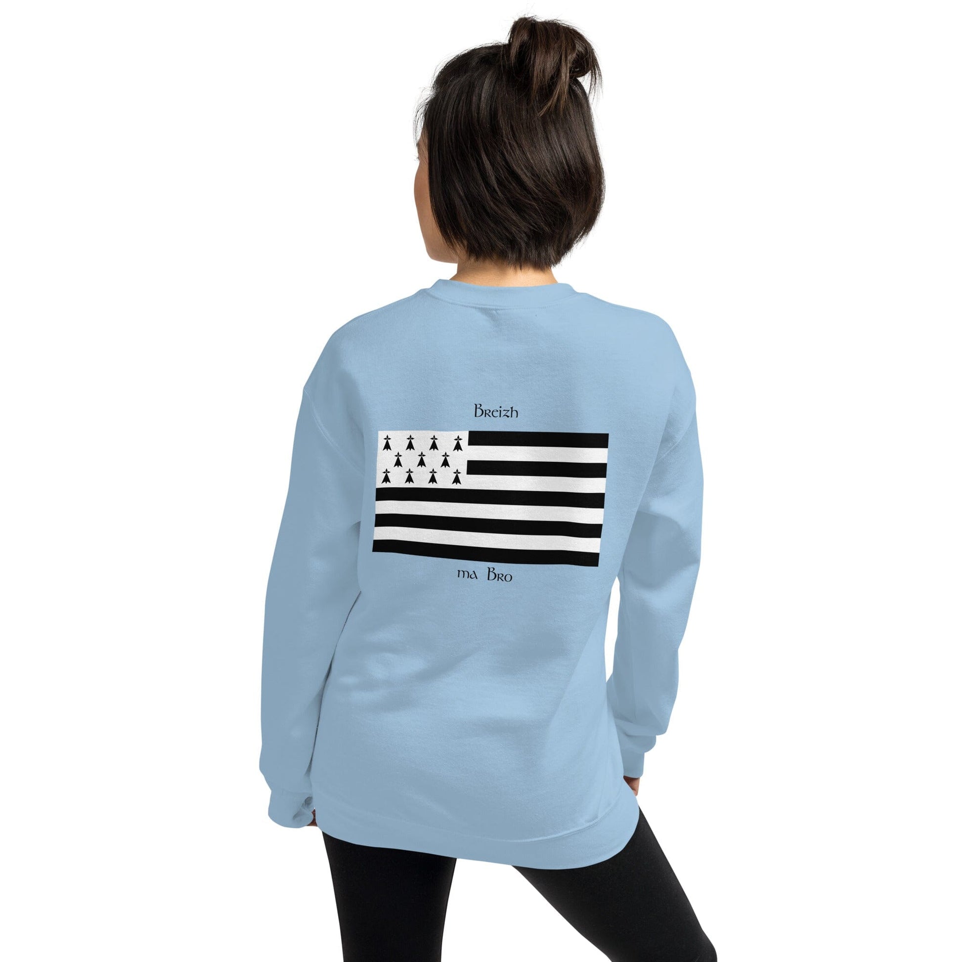 Sweatshirt unisexe gwenn ha du Breizh ma bro sweatshirt Bevet Breizh Bleu Clair S 