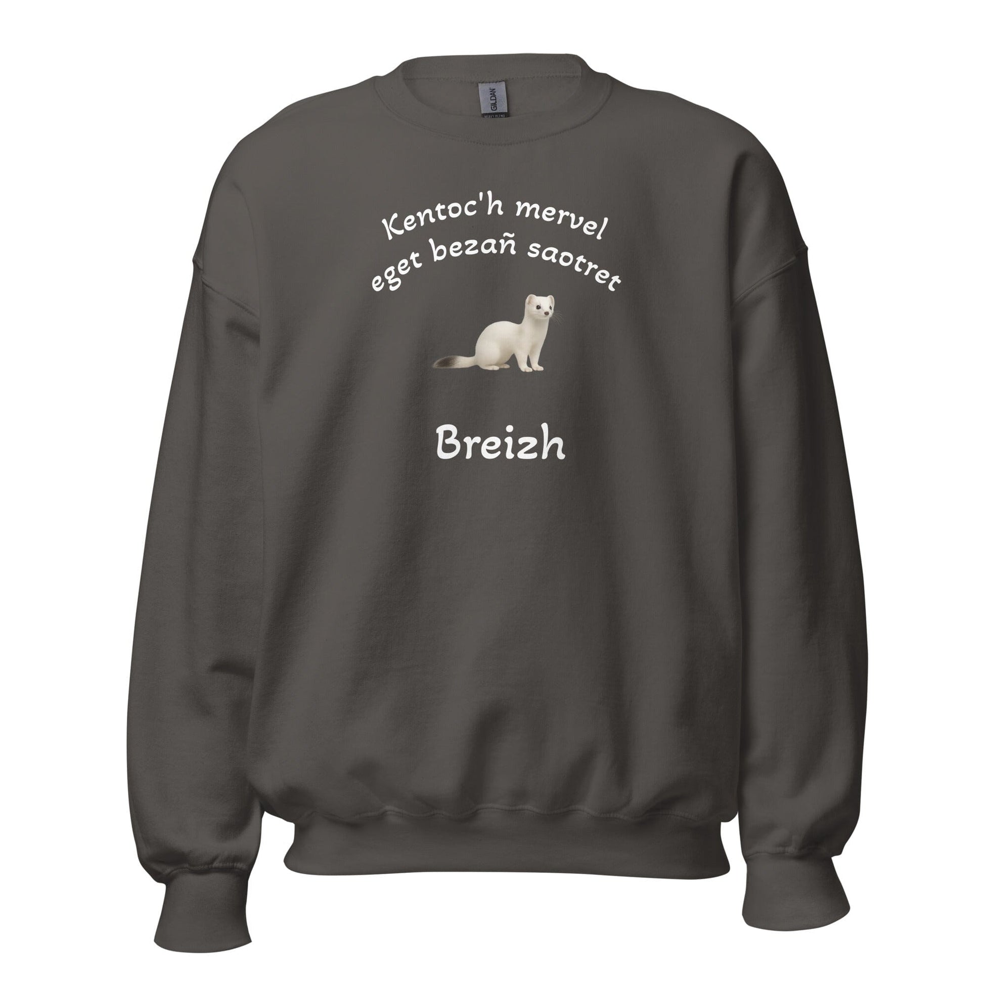 Sweatshirt unisexe Kentoc'h mervel eget bezañ saotret sweat-shirt Bevet Breizh Anthracite S 