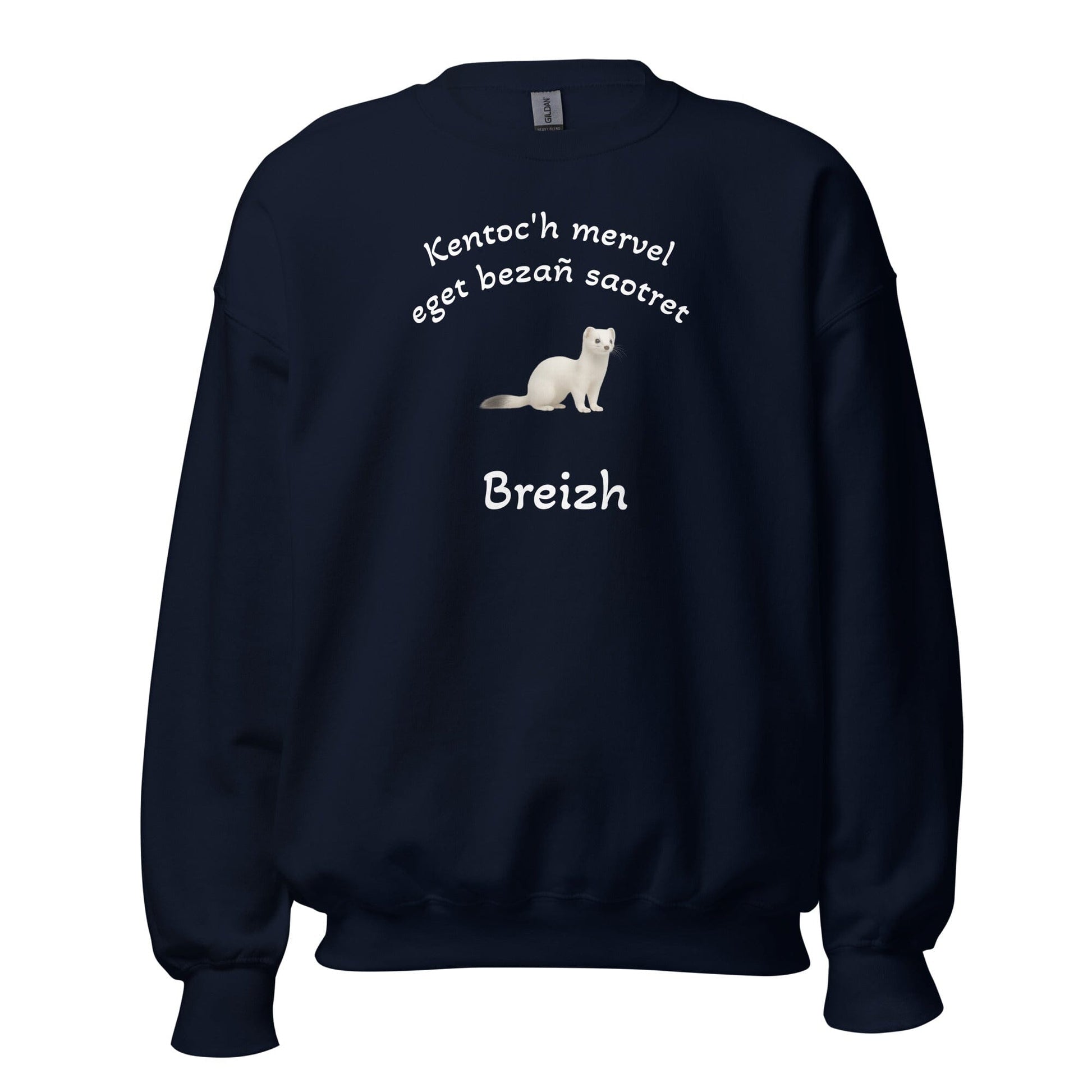 Sweatshirt unisexe Kentoc'h mervel eget bezañ saotret sweat-shirt Bevet Breizh Bleu Marine S 