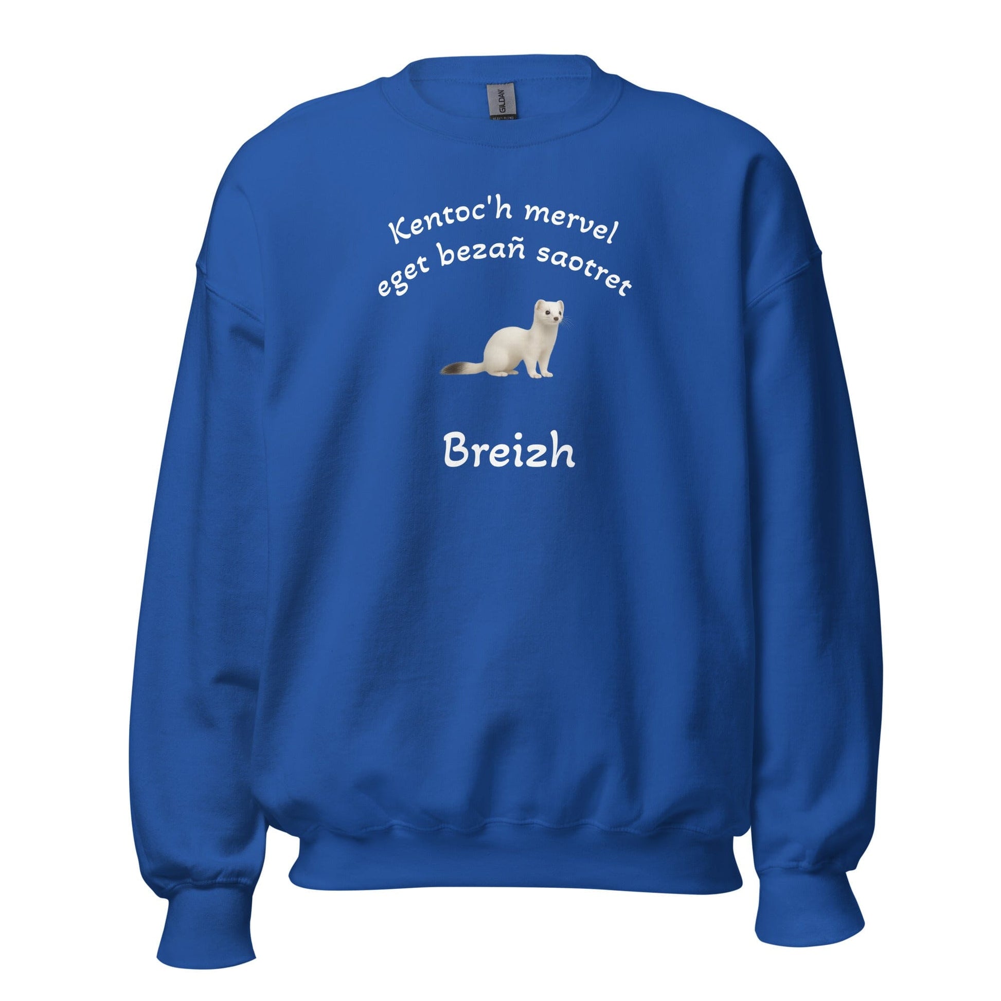 Sweatshirt unisexe Kentoc'h mervel eget bezañ saotret sweat-shirt Bevet Breizh Bleu Roi S 