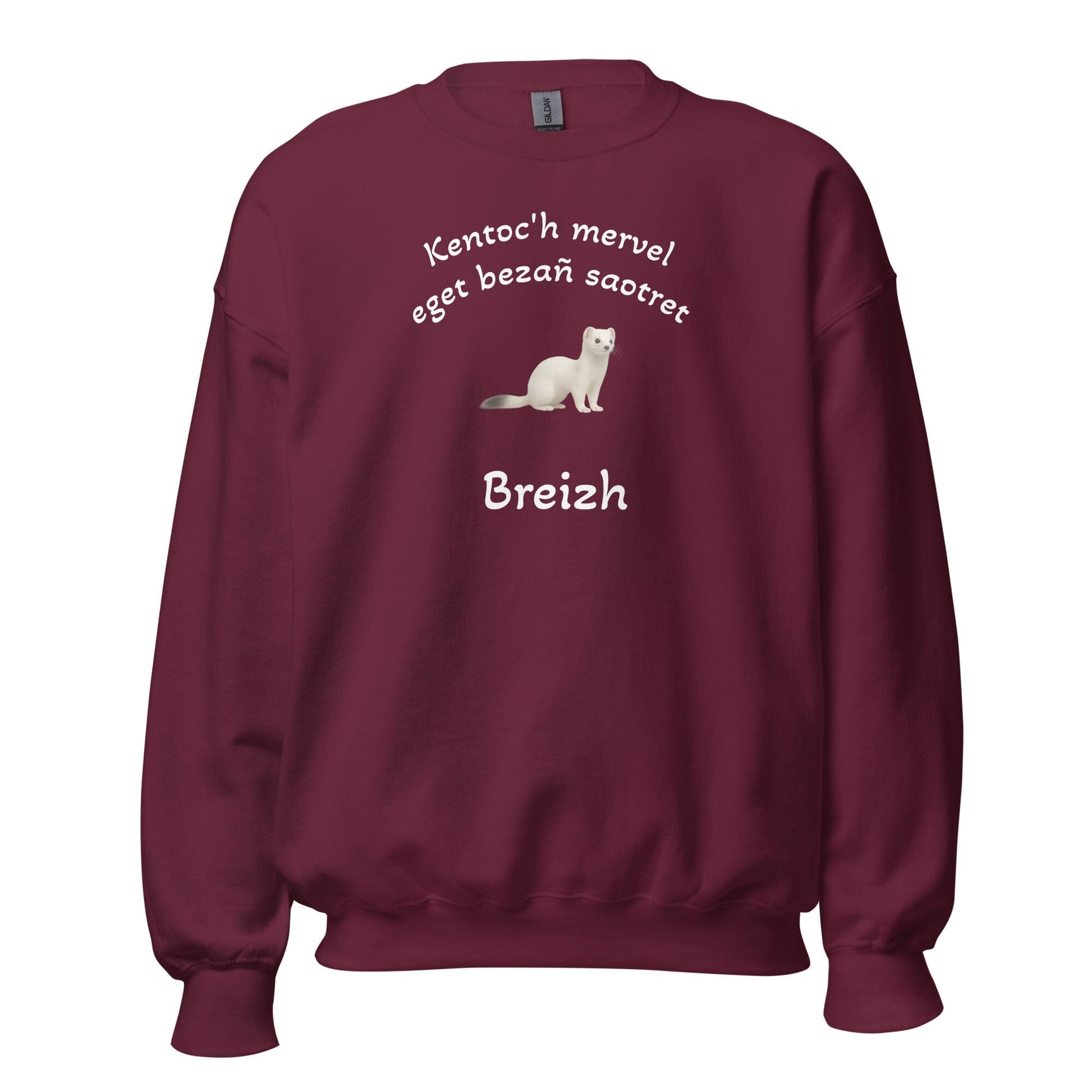 Sweatshirt unisexe Kentoc'h mervel eget bezañ saotret sweat-shirt Bevet Breizh Bordeaux S 