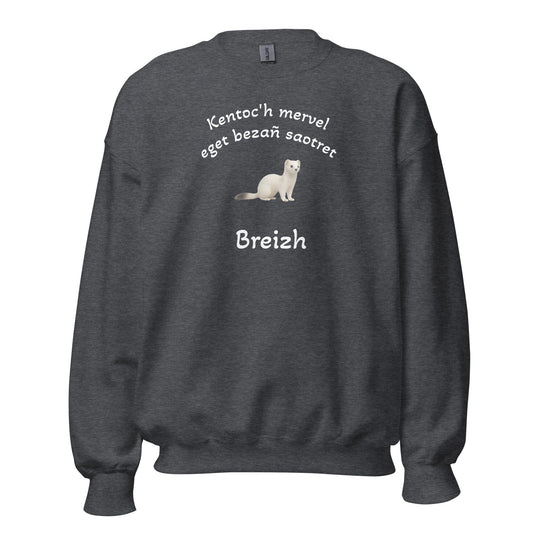 Sweatshirt unisexe Kentoc'h mervel eget bezañ saotret sweat-shirt Bevet Breizh Gris Foncé Chiné S 
