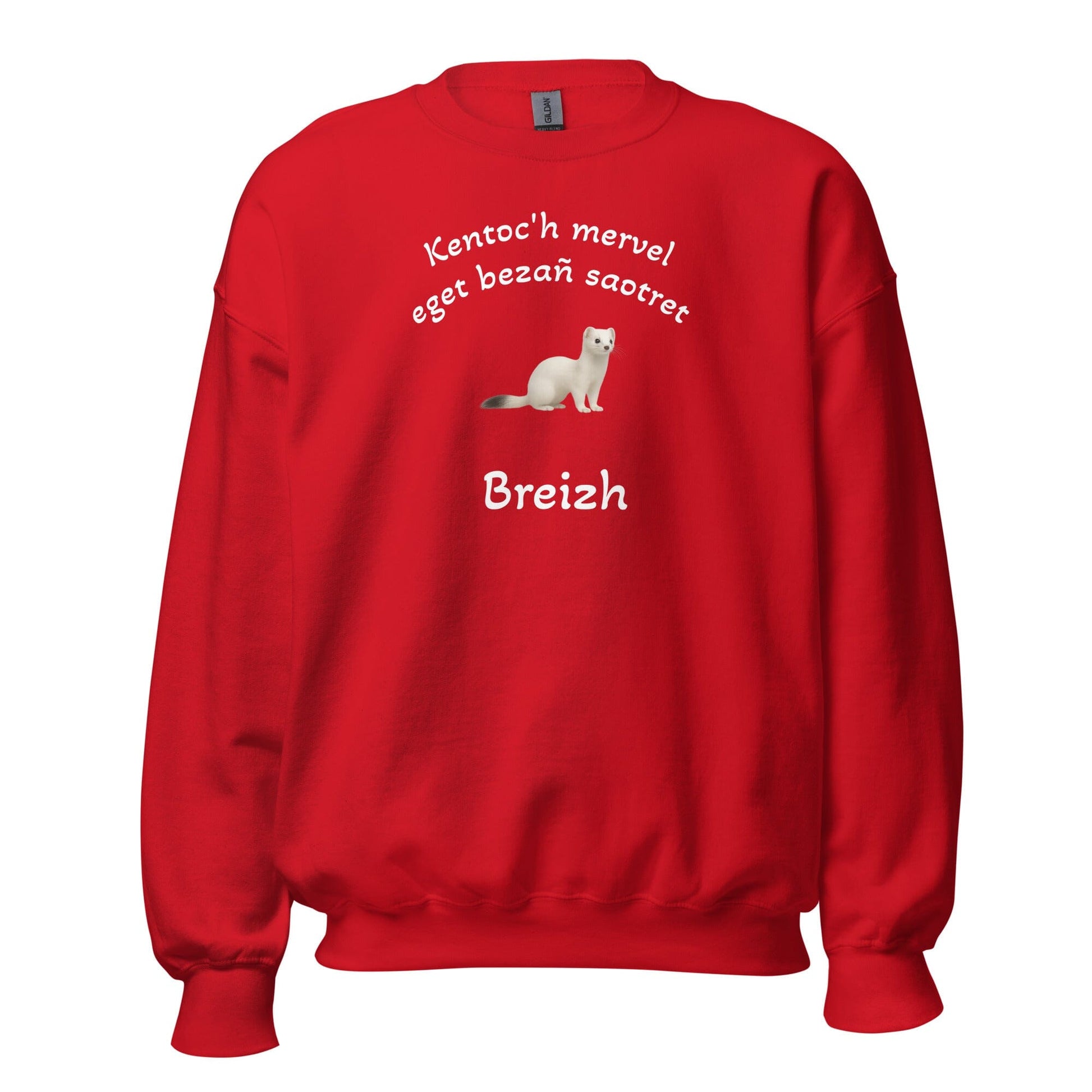 Sweatshirt unisexe Kentoc'h mervel eget bezañ saotret sweat-shirt Bevet Breizh Rouge S 
