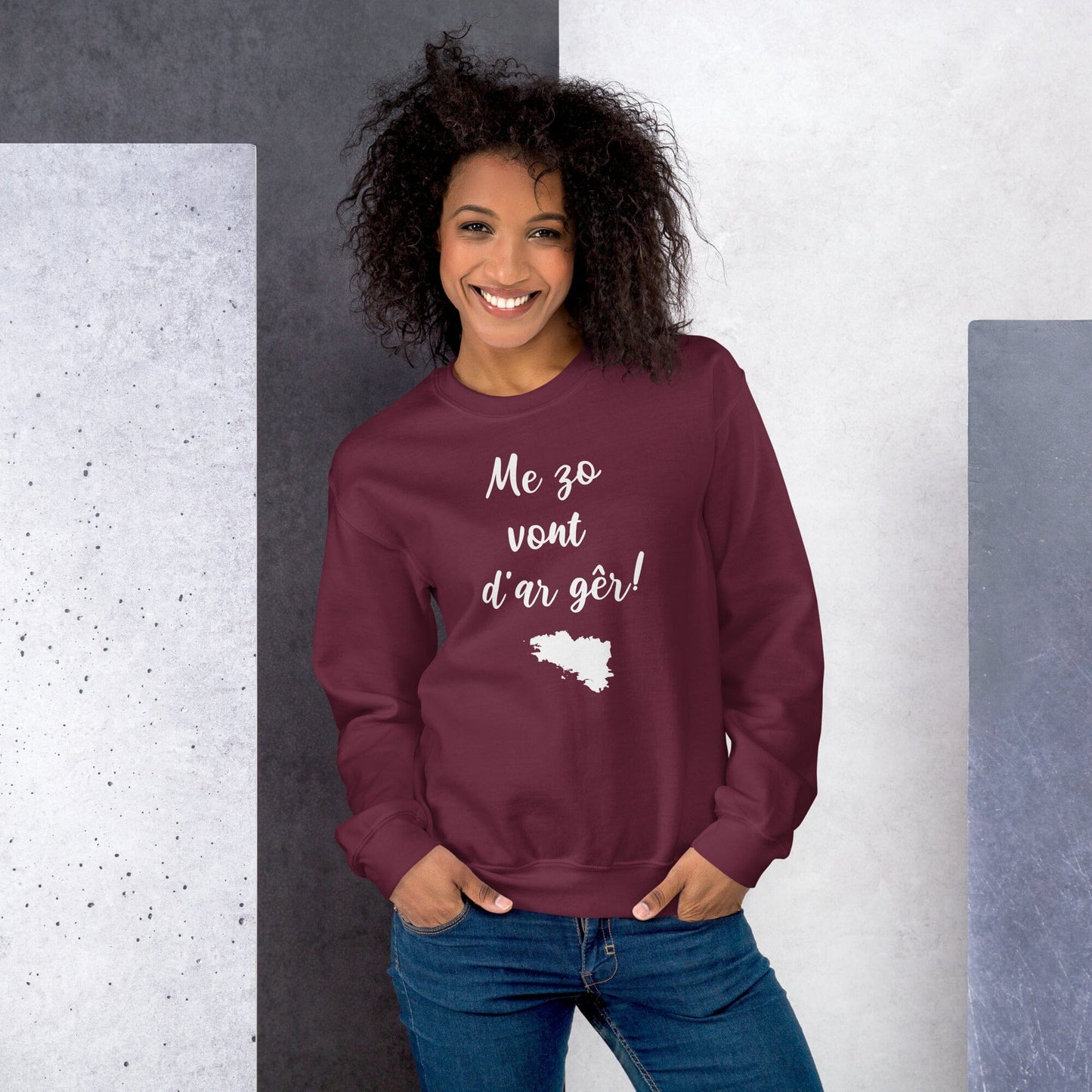 Sweatshirt Unisexe Me zo vont d'ar gêr Bevet Breizh Bordeaux S 