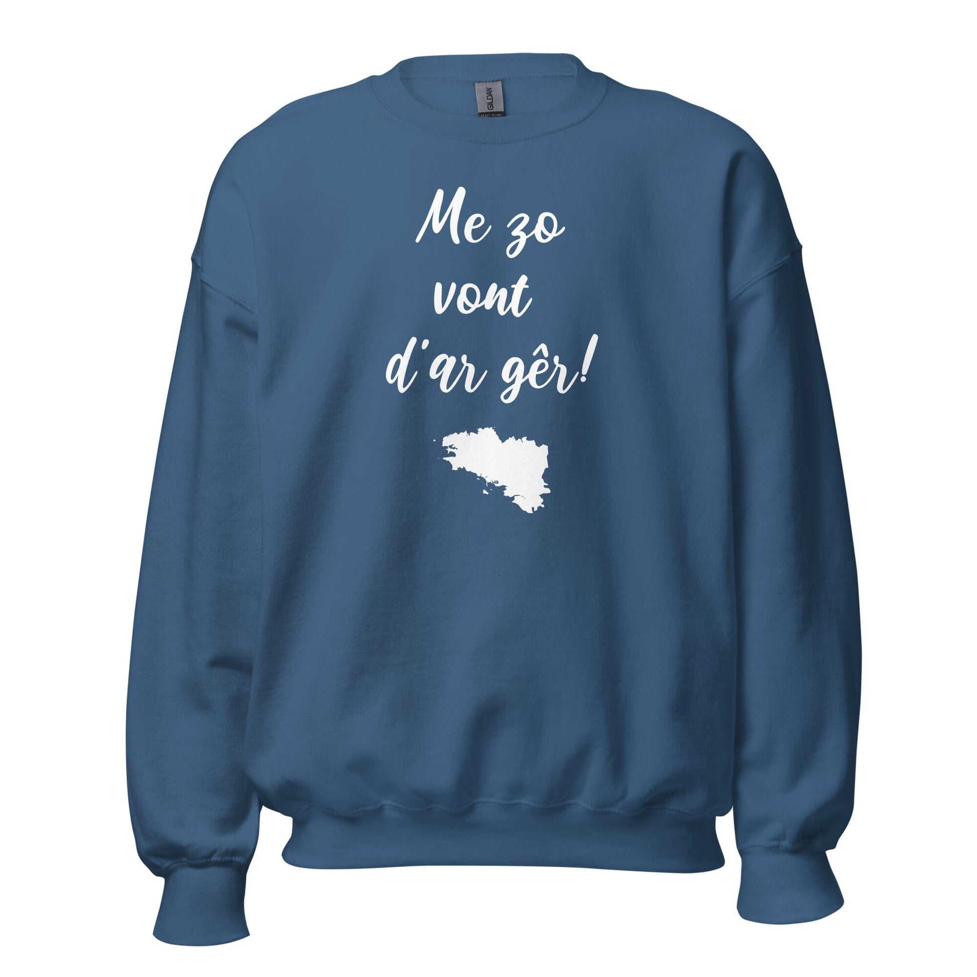 Sweatshirt Unisexe Me zo vont d'ar gêr sweatshirt Bevet Breizh Bleu Indigo S 