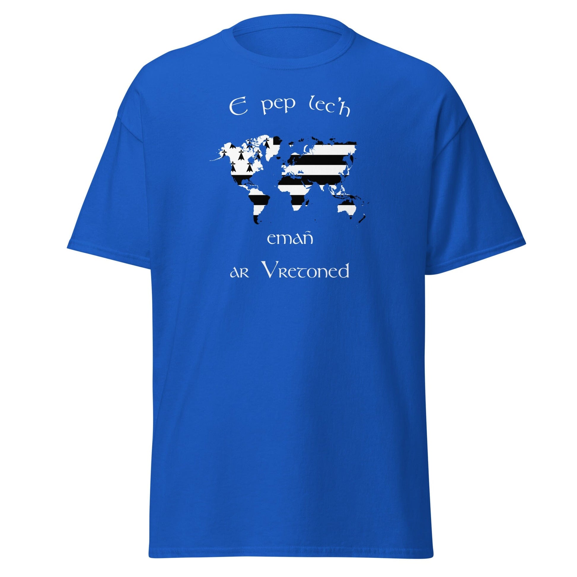 T-shirt breton E pep lec'h emañ ar Vretoned pour homme t-shirt Bevet Breizh Bleu Roi S 