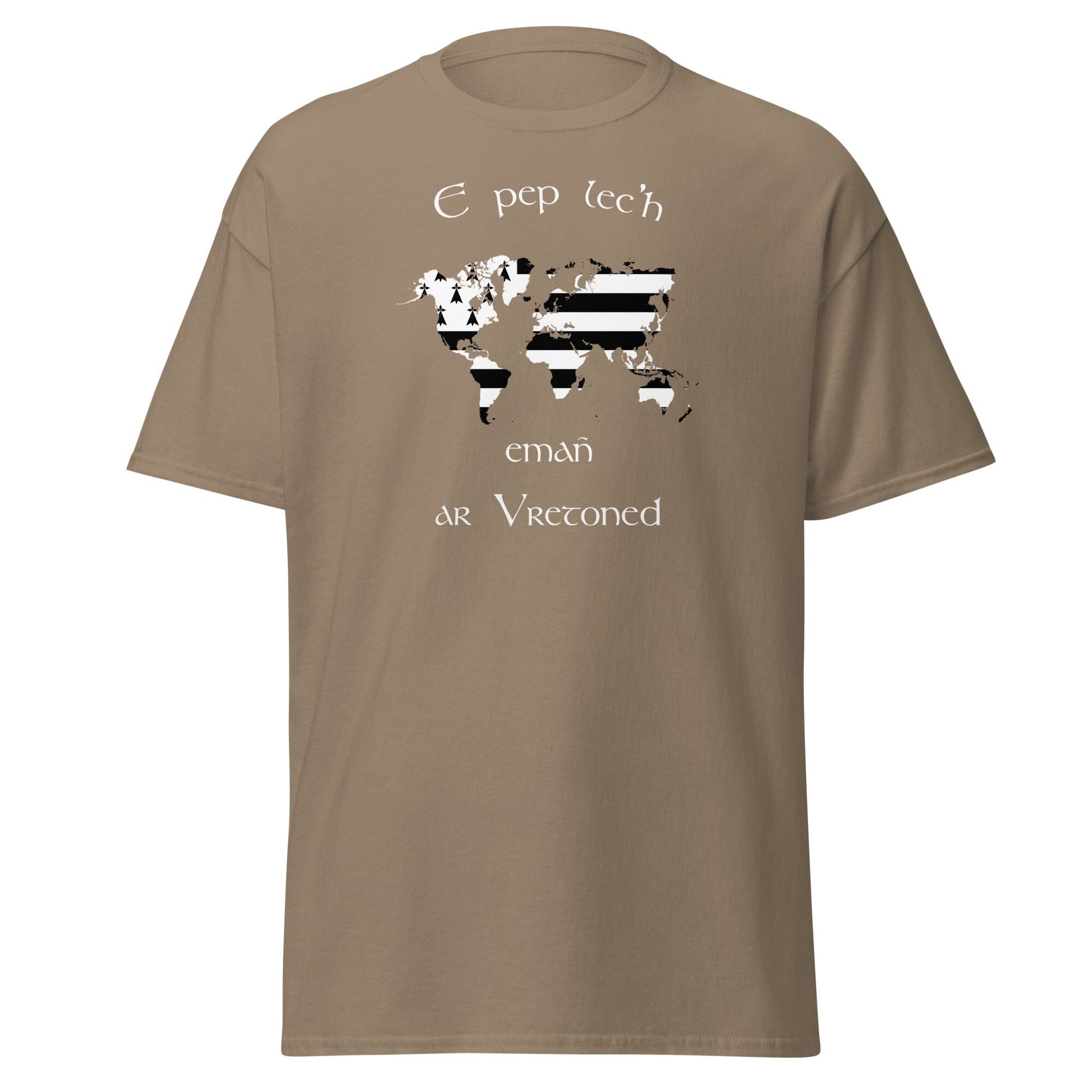 T-shirt breton E pep lec'h emañ ar Vretoned pour homme t-shirt Bevet Breizh Brown Savana S 