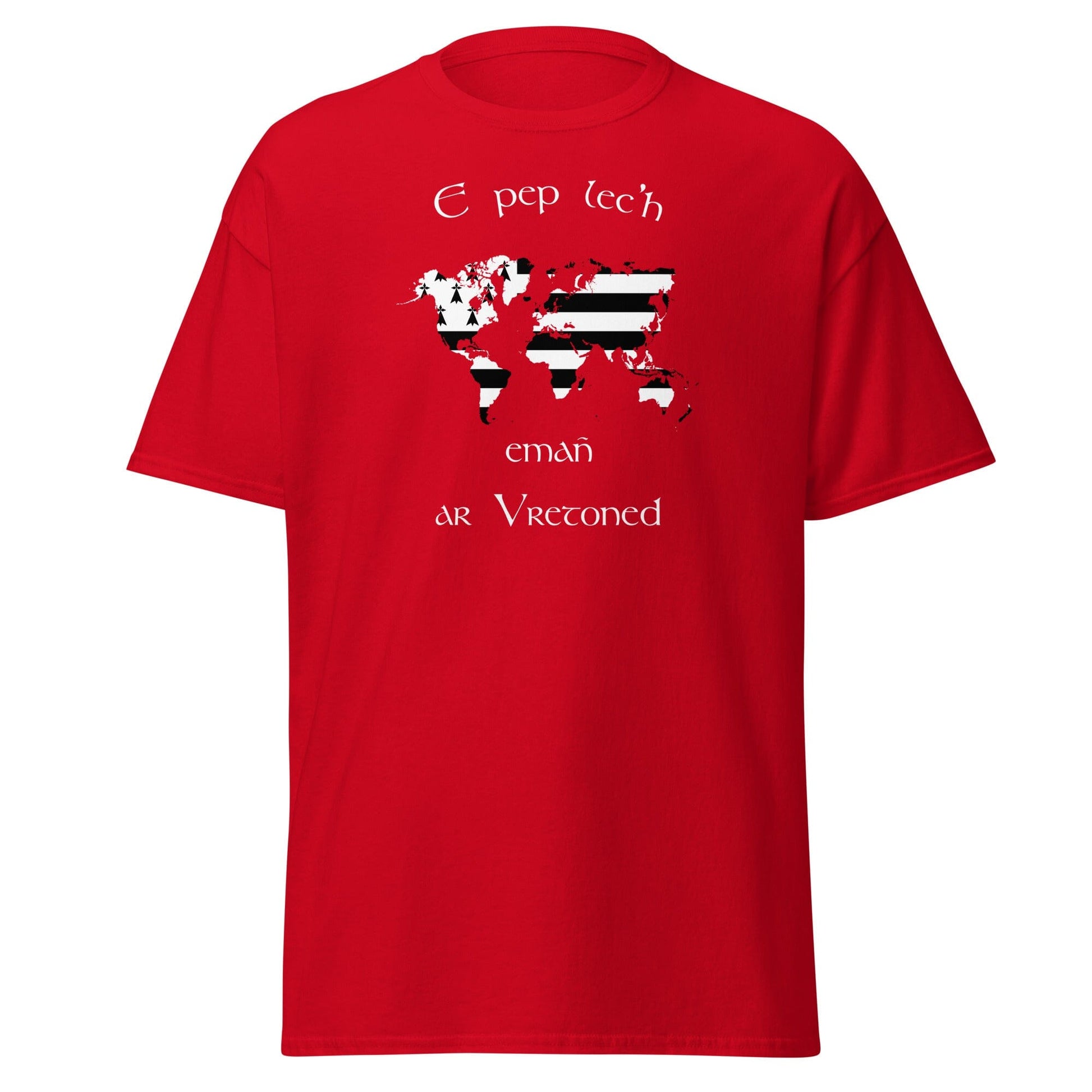 T-shirt breton E pep lec'h emañ ar Vretoned pour homme t-shirt Bevet Breizh Rouge S 