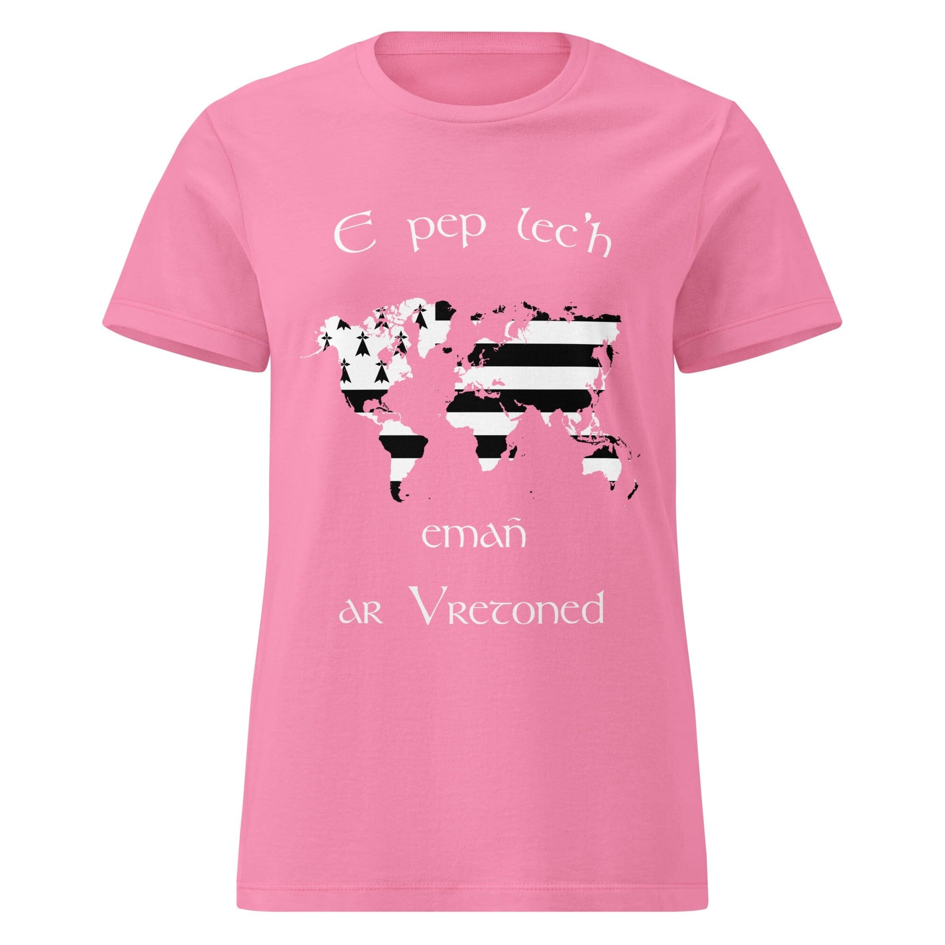 T-shirt breton pour femme E pep lec'h emañ ar Vretoned Bevet Breizh Rose S 