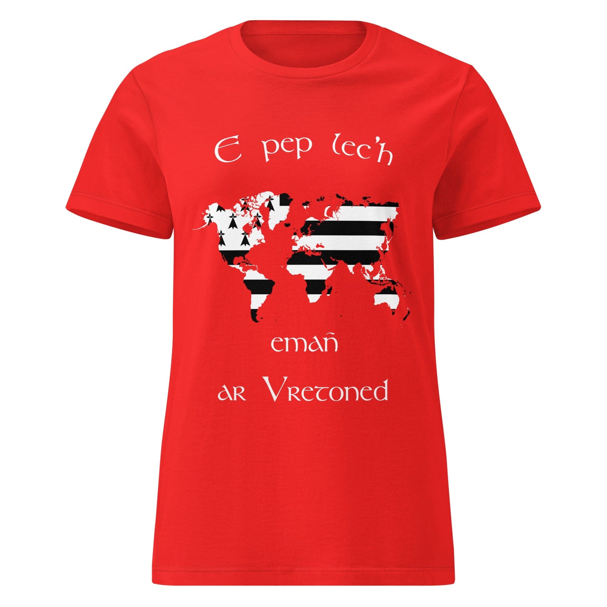 T-shirt breton pour femme E pep lec'h emañ ar Vretoned Bevet Breizh Rouge S 