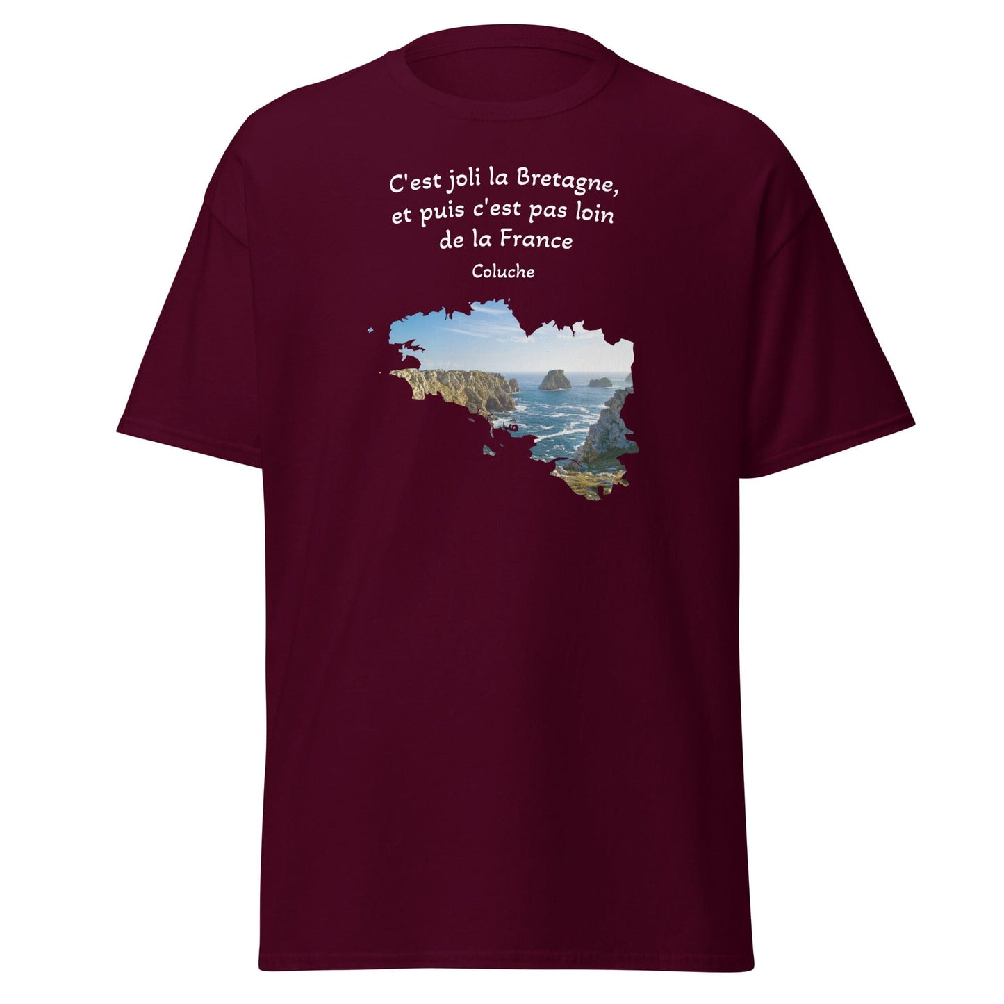 T-shirt c'est joli la Bretagne Coluche pour homme t-shirt Bevet Breizh Bordeaux S 