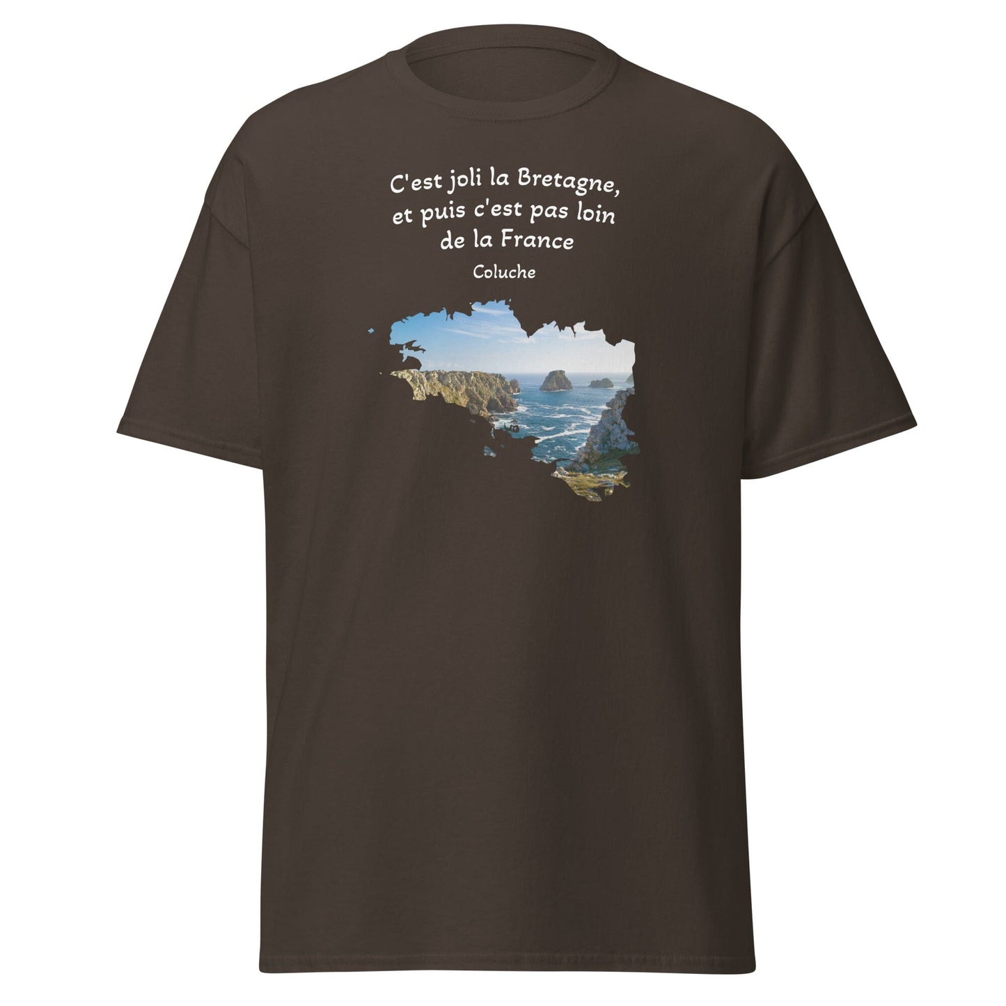 T-shirt c'est joli la Bretagne Coluche pour homme t-shirt Bevet Breizh Chocolat Noir S 