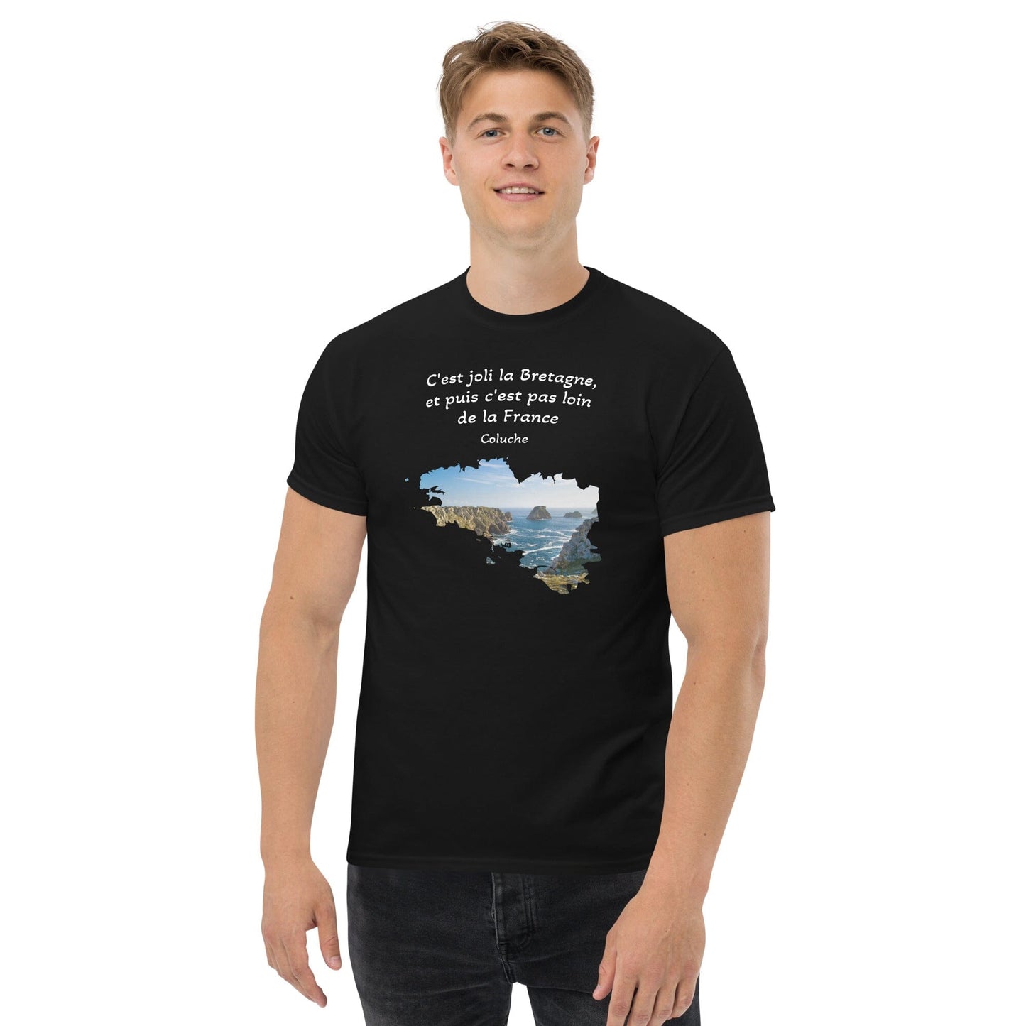 T-shirt c'est joli la Bretagne Coluche pour homme t-shirt Bevet Breizh Noir 4XL 