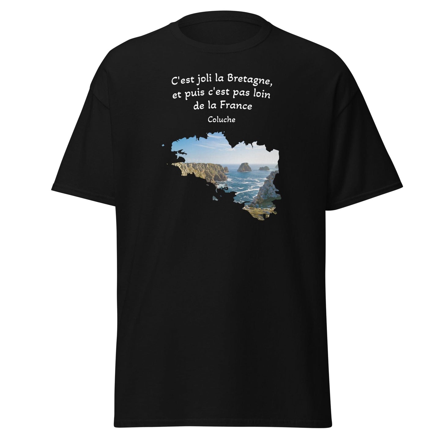 T-shirt c'est joli la Bretagne Coluche pour homme t-shirt Bevet Breizh Noir S 