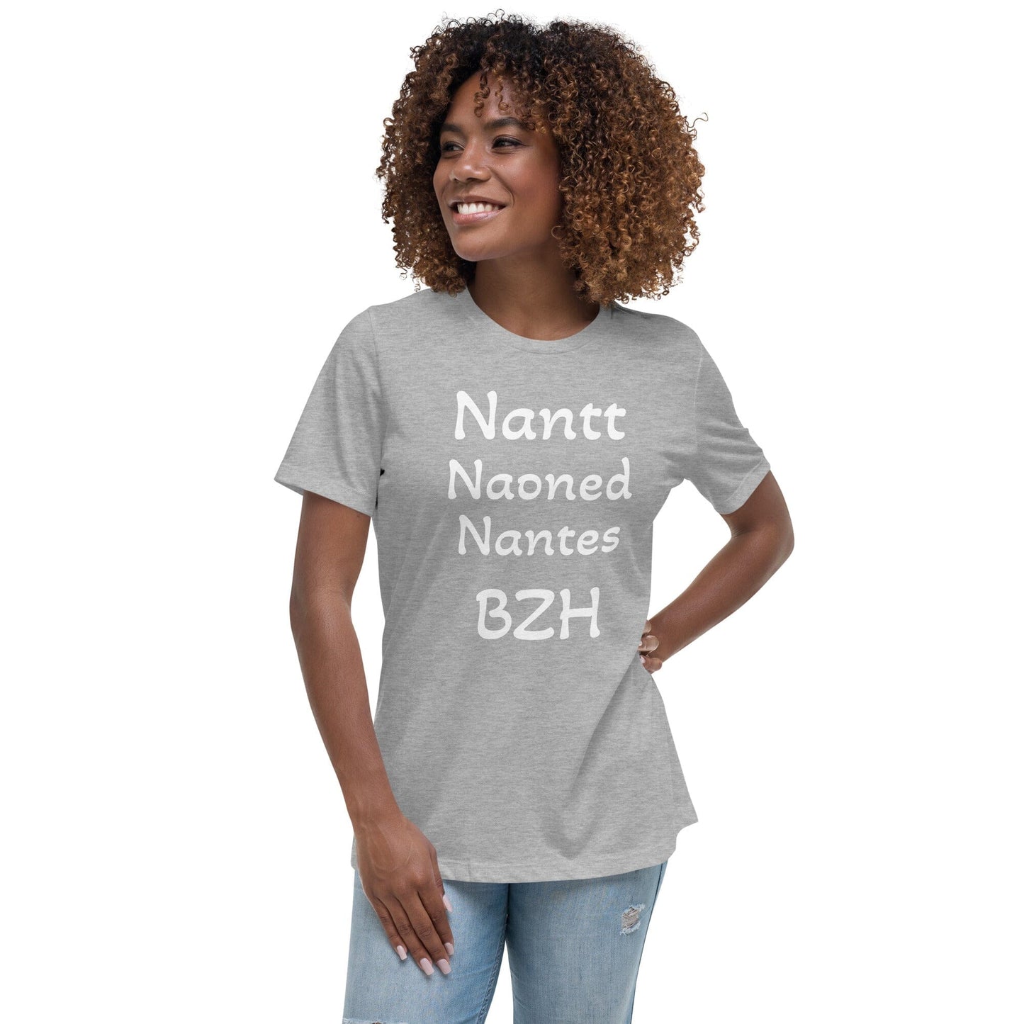 T-shirt Décontracté pour Femme Nantt Naoned Nantes BZH Bevet Breizh Gris Chiné S 