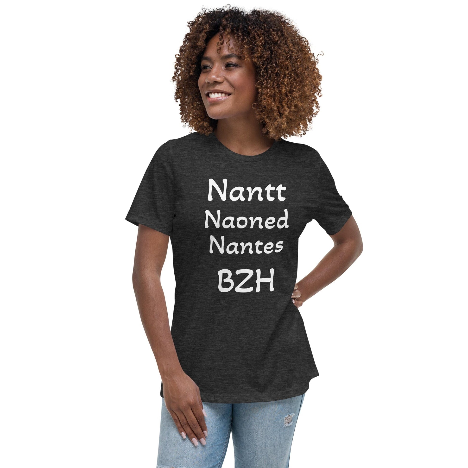 T-shirt Décontracté pour Femme Nantt Naoned Nantes BZH Bevet Breizh Gris Foncé Chiné S 