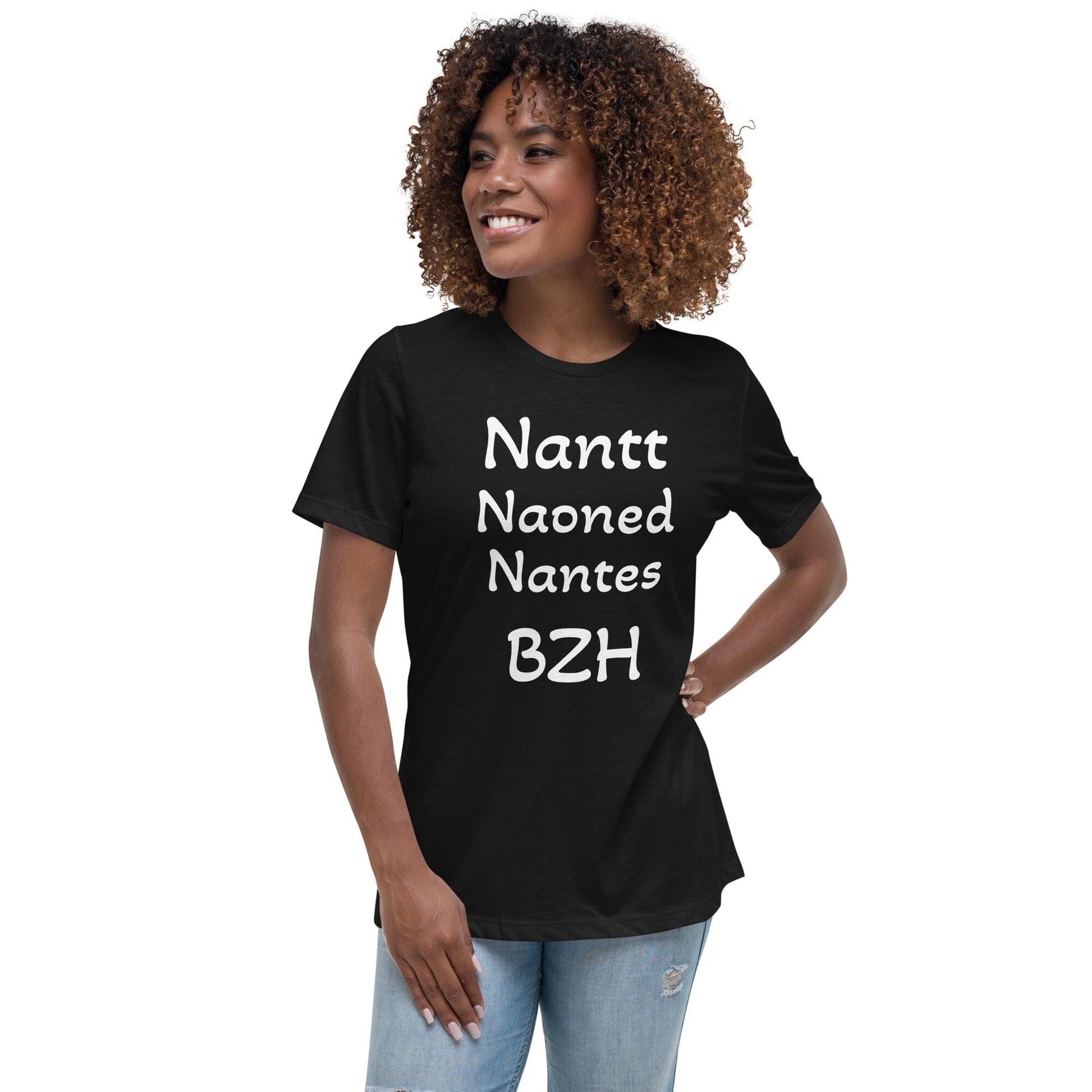 T-shirt Décontracté pour Femme Nantt Naoned Nantes BZH Bevet Breizh Noir S 