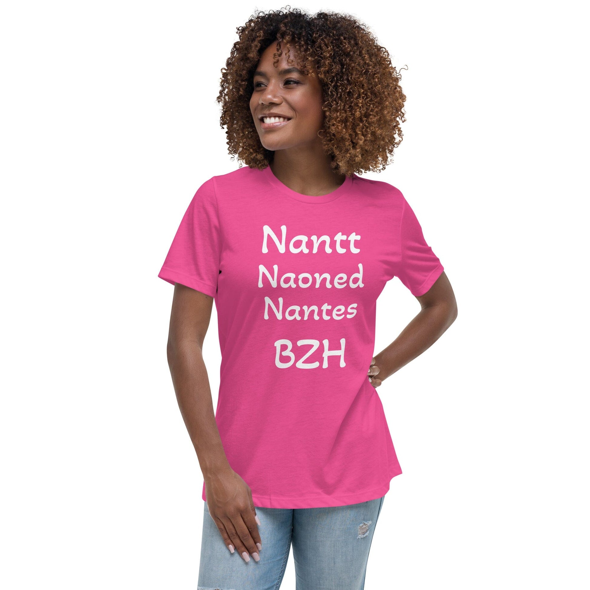 T-shirt Décontracté pour Femme Nantt Naoned Nantes BZH Bevet Breizh Rose bonbon S 