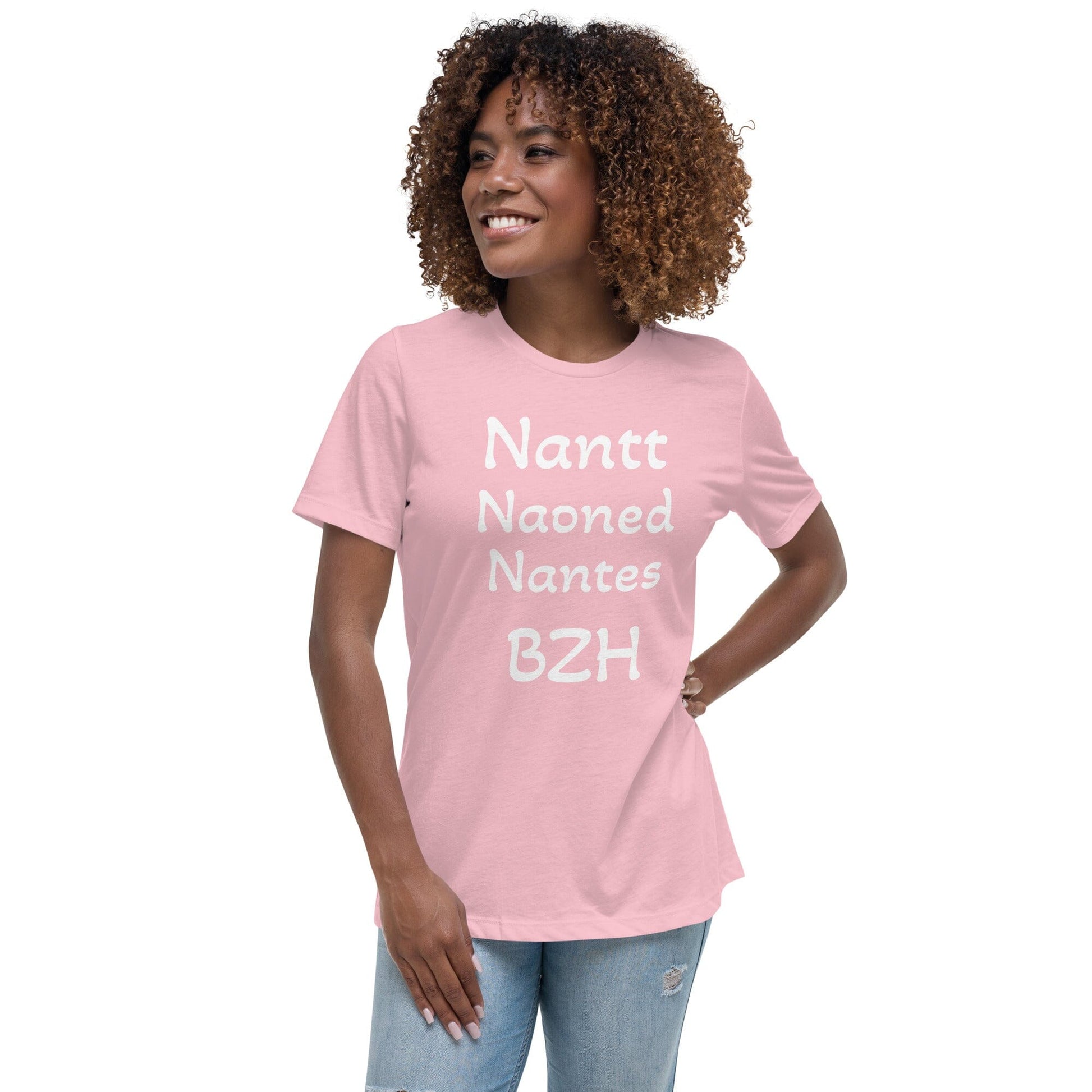 T-shirt Décontracté pour Femme Nantt Naoned Nantes BZH Bevet Breizh Rose S 