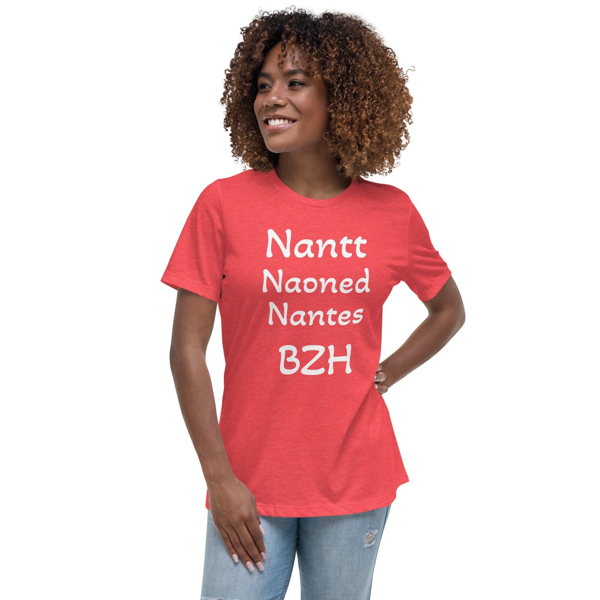 T-shirt Décontracté pour Femme Nantt Naoned Nantes BZH Bevet Breizh Rouge Chiné S 