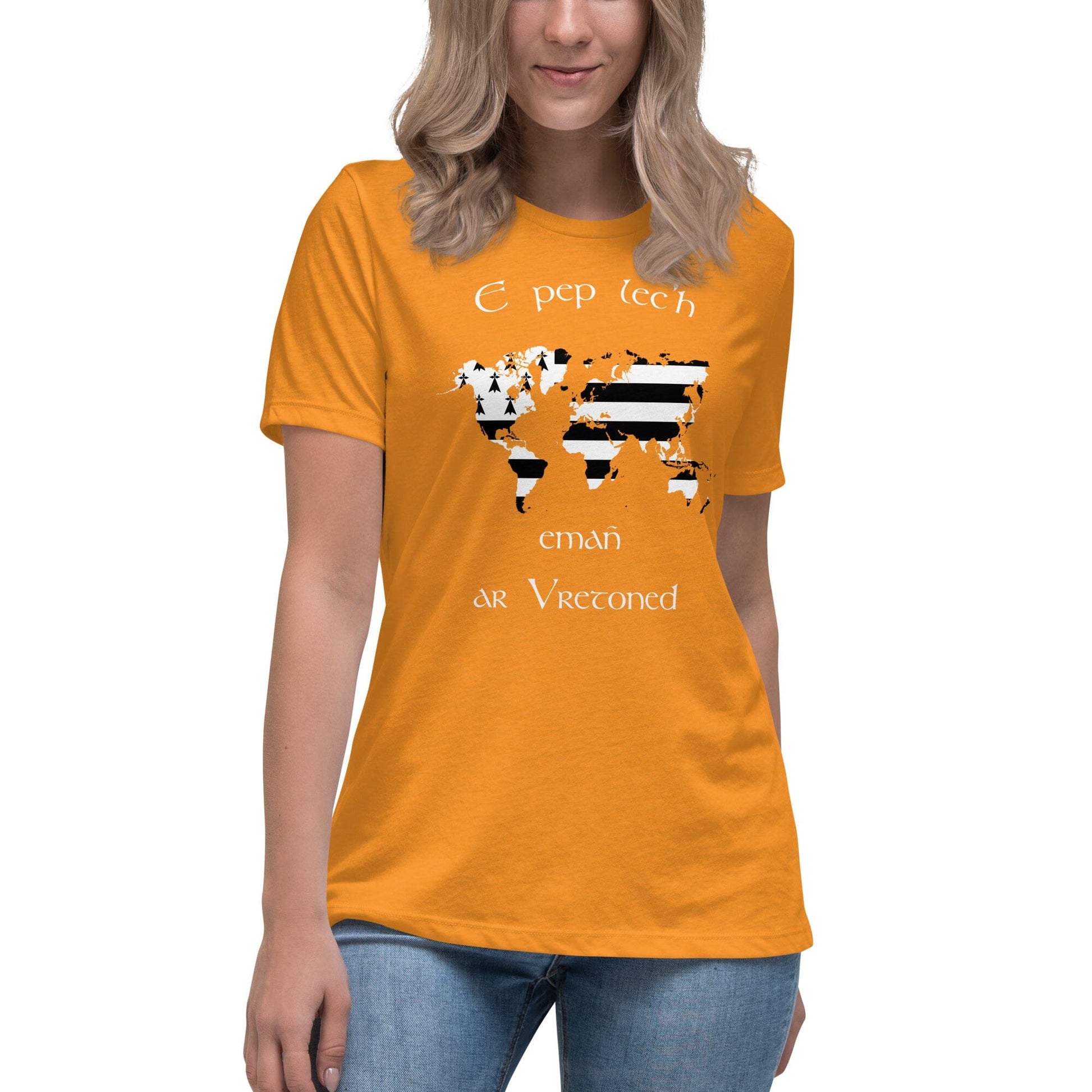 T-shirt Femme E pep lec'h emañ ar Vretoned t-shirt Bevet Breizh Heather Marmalade S 